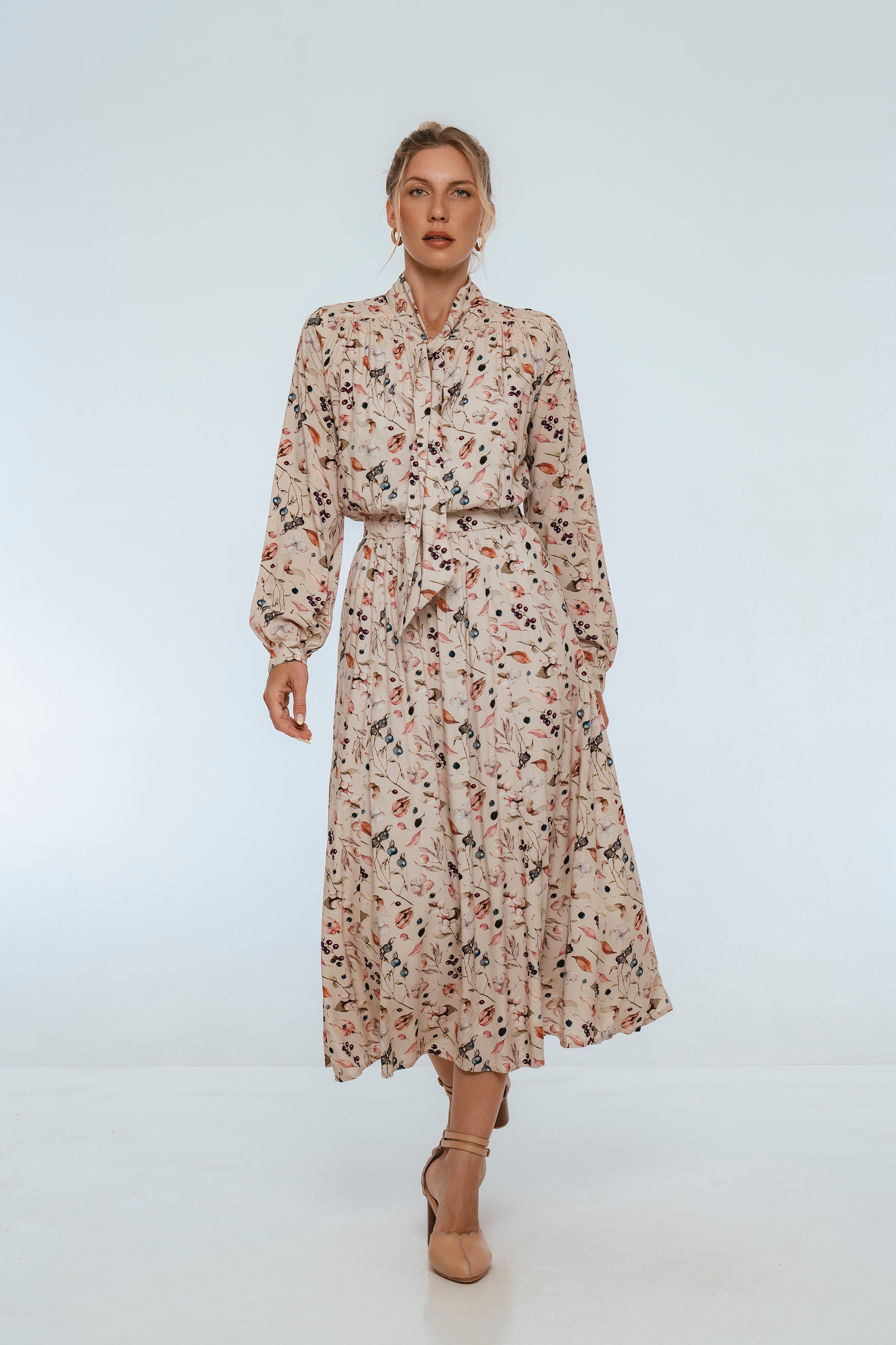 Evelina Long Sleeve Midi Dress