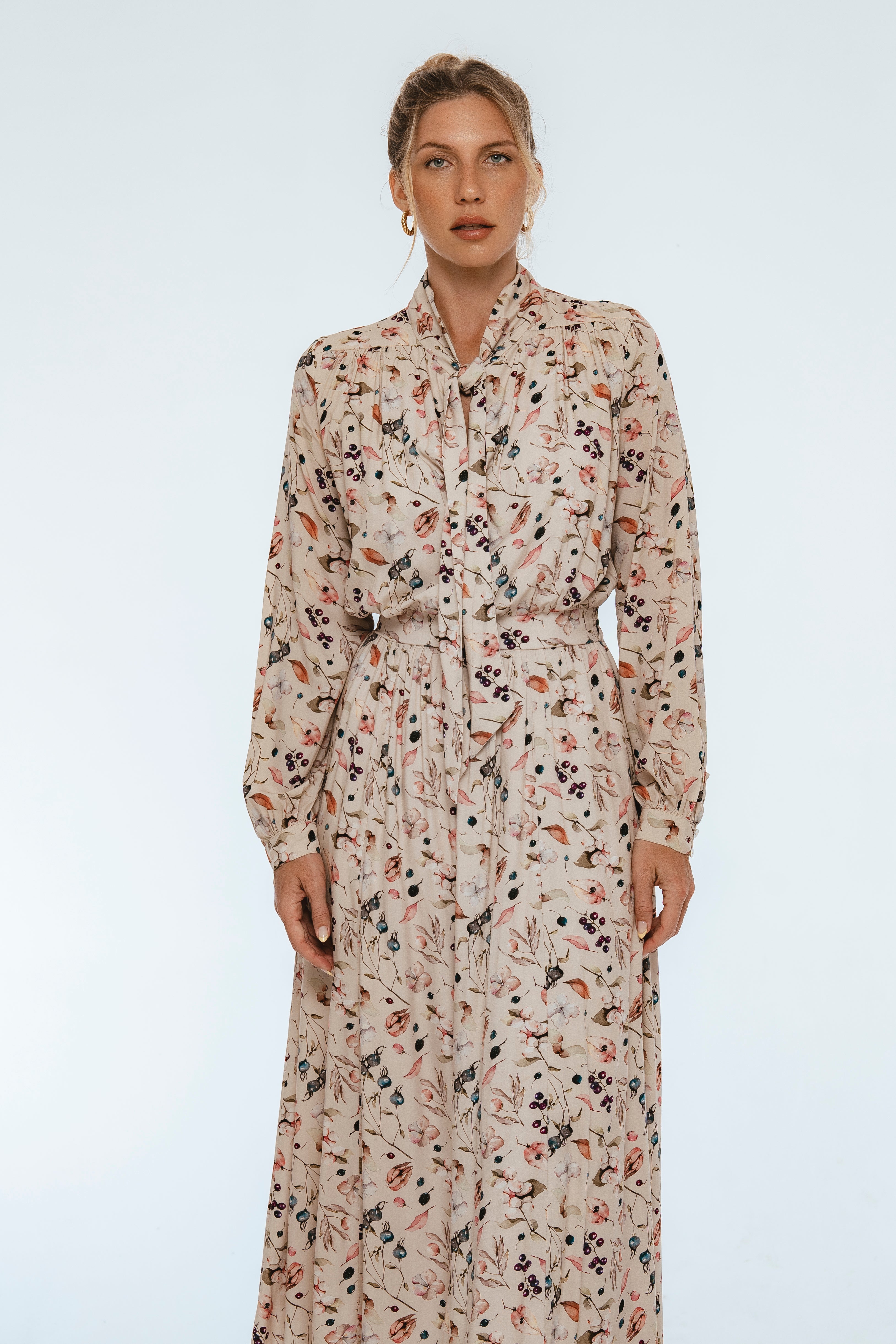 Evelina Long Sleeve Midi Dress