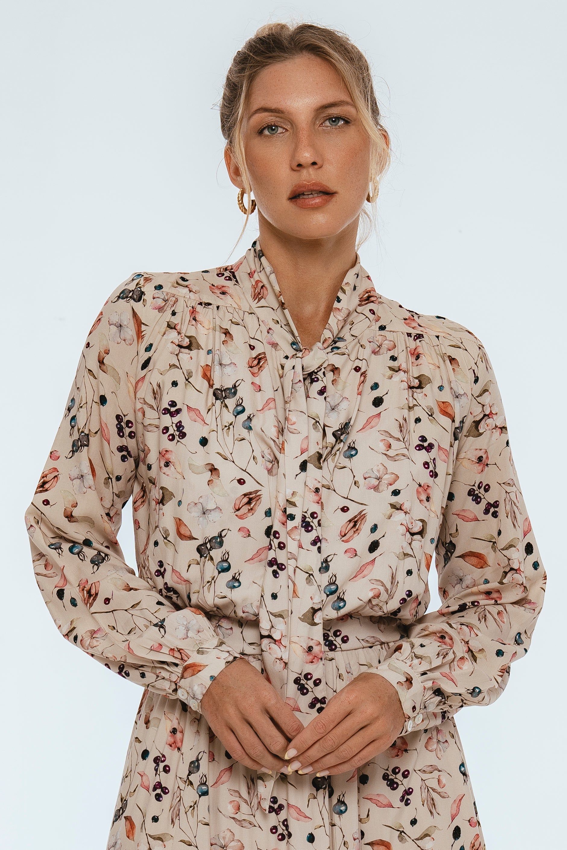 Evelina Long Sleeve Midi Dress