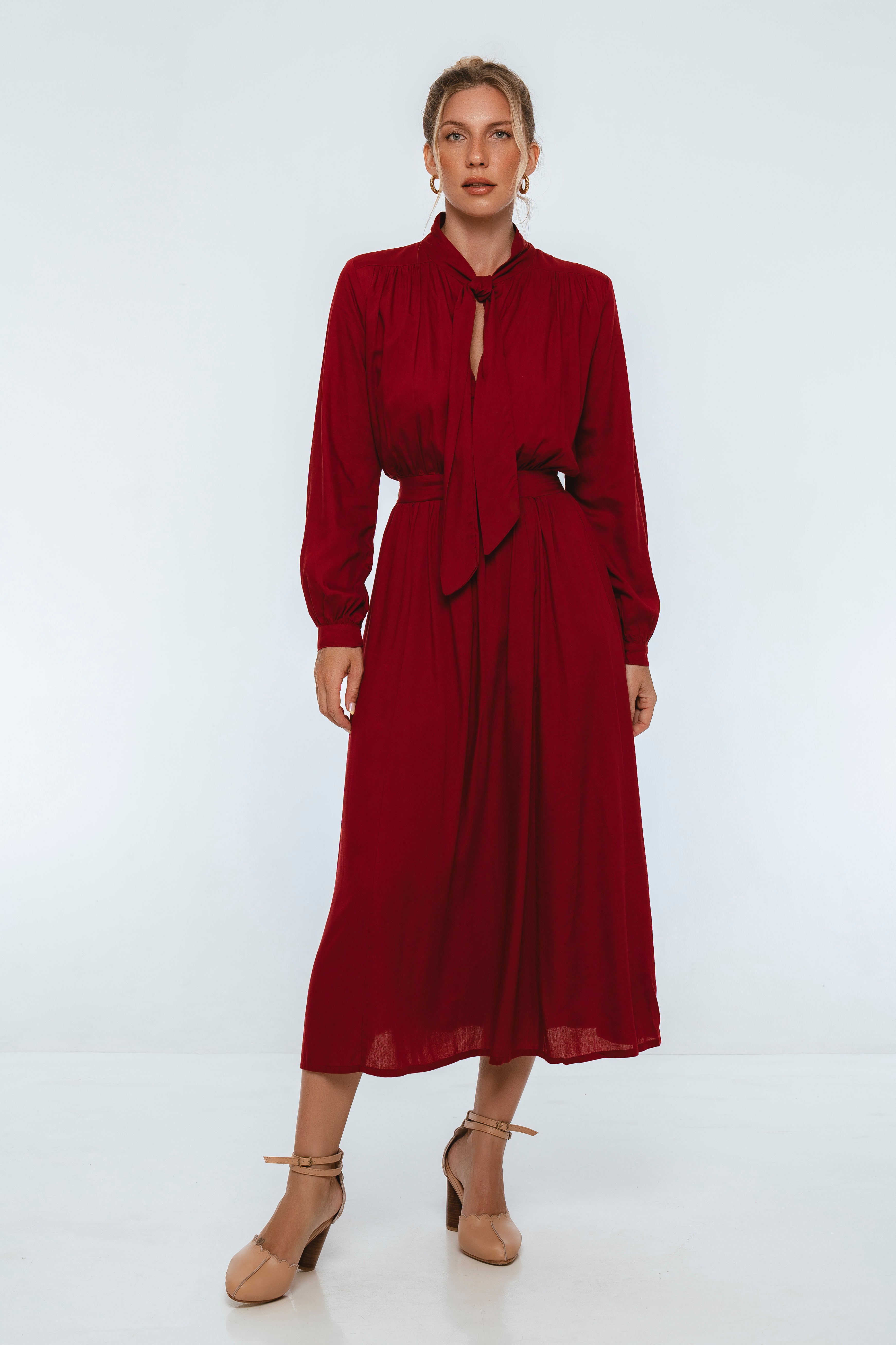 Evelina Long Sleeve Midi Dress