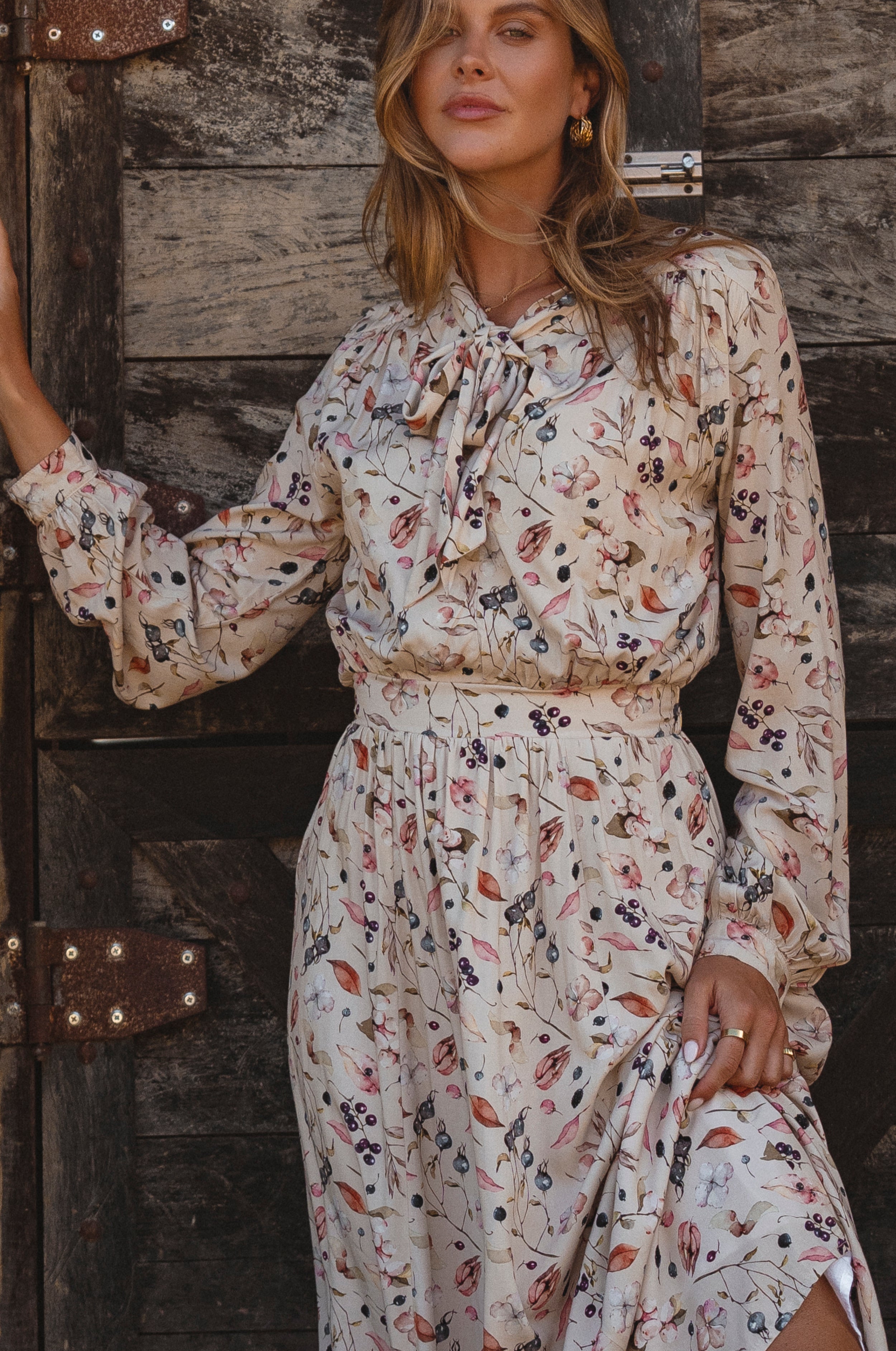 Evelina Long Sleeve Midi Dress