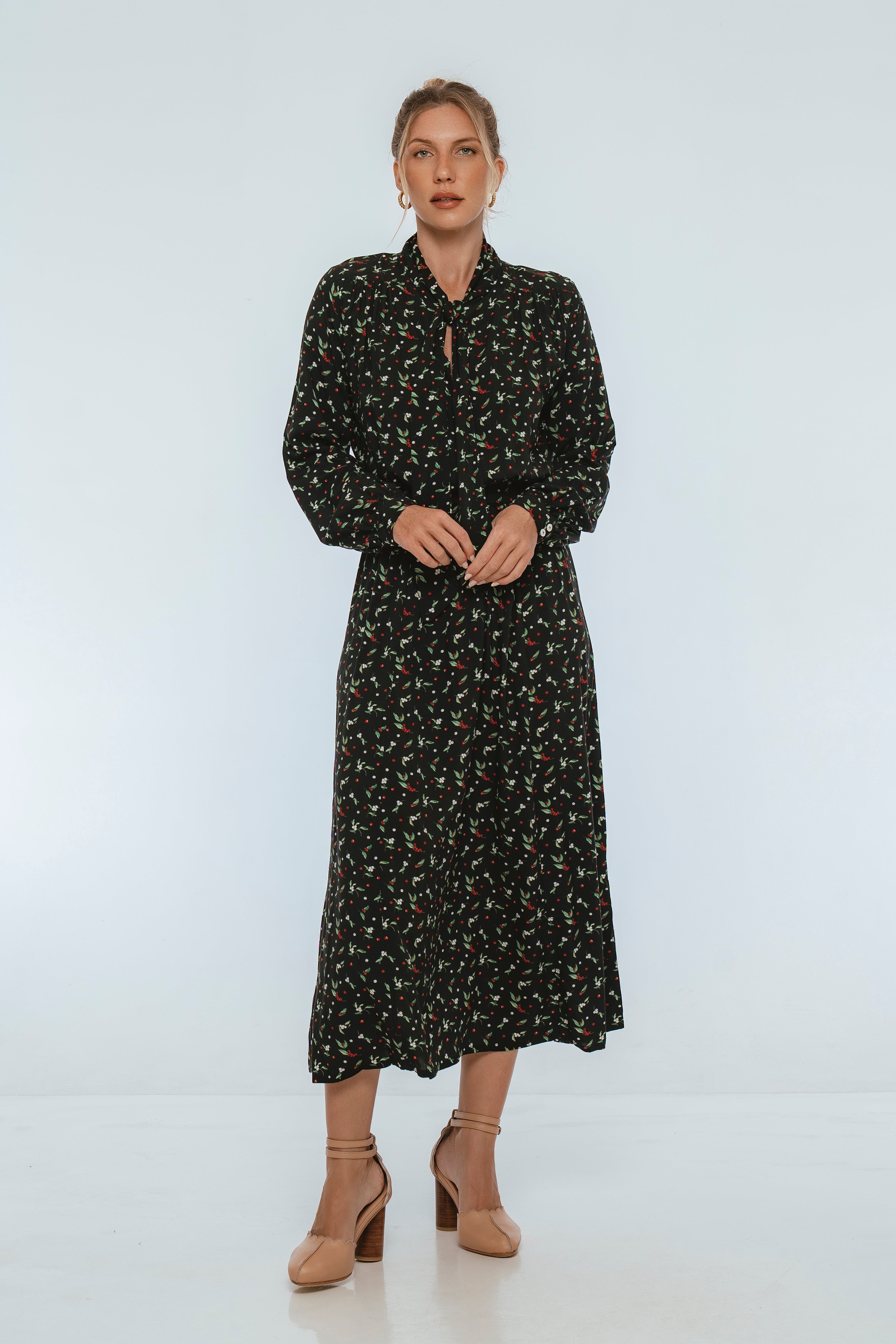 Evelina Long Sleeve Midi Dress