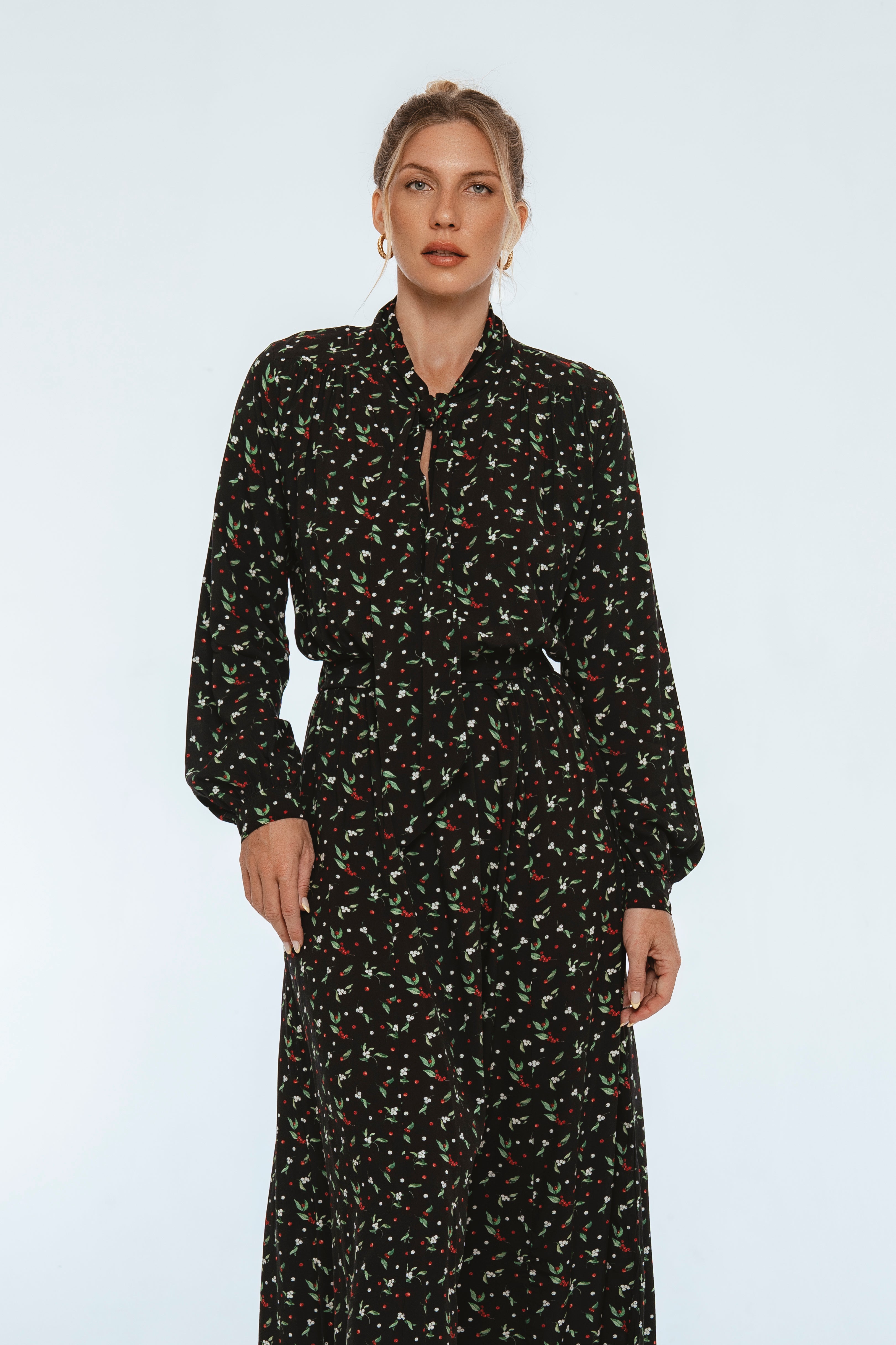 Evelina Long Sleeve Midi Dress