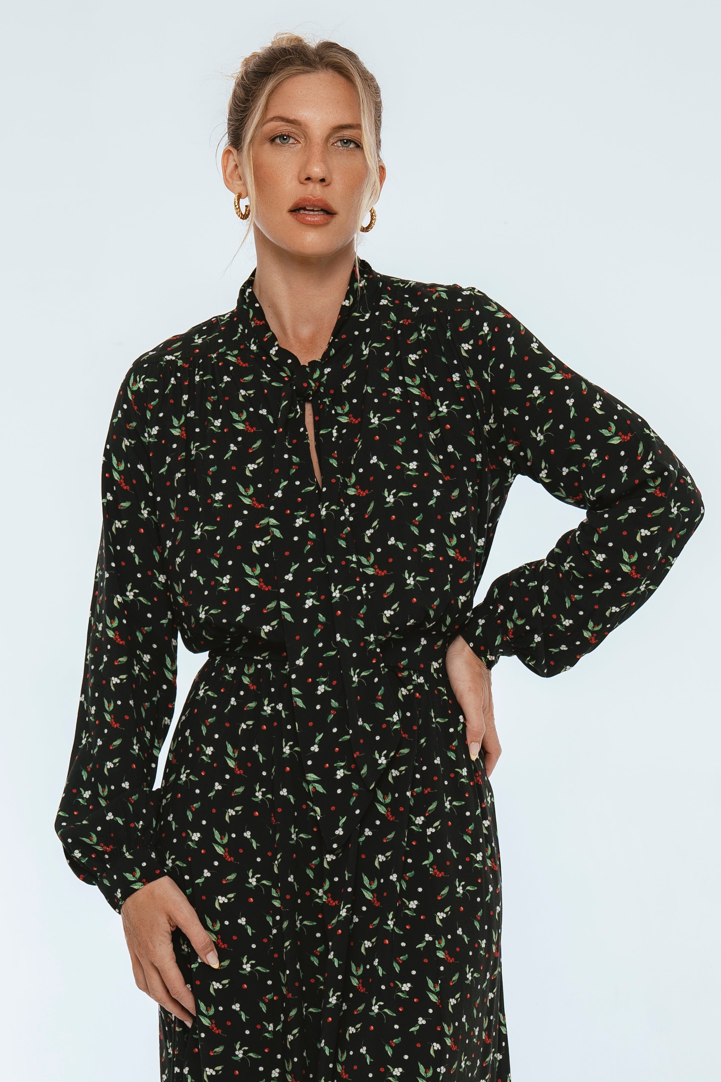 Evelina Long Sleeve Midi Dress