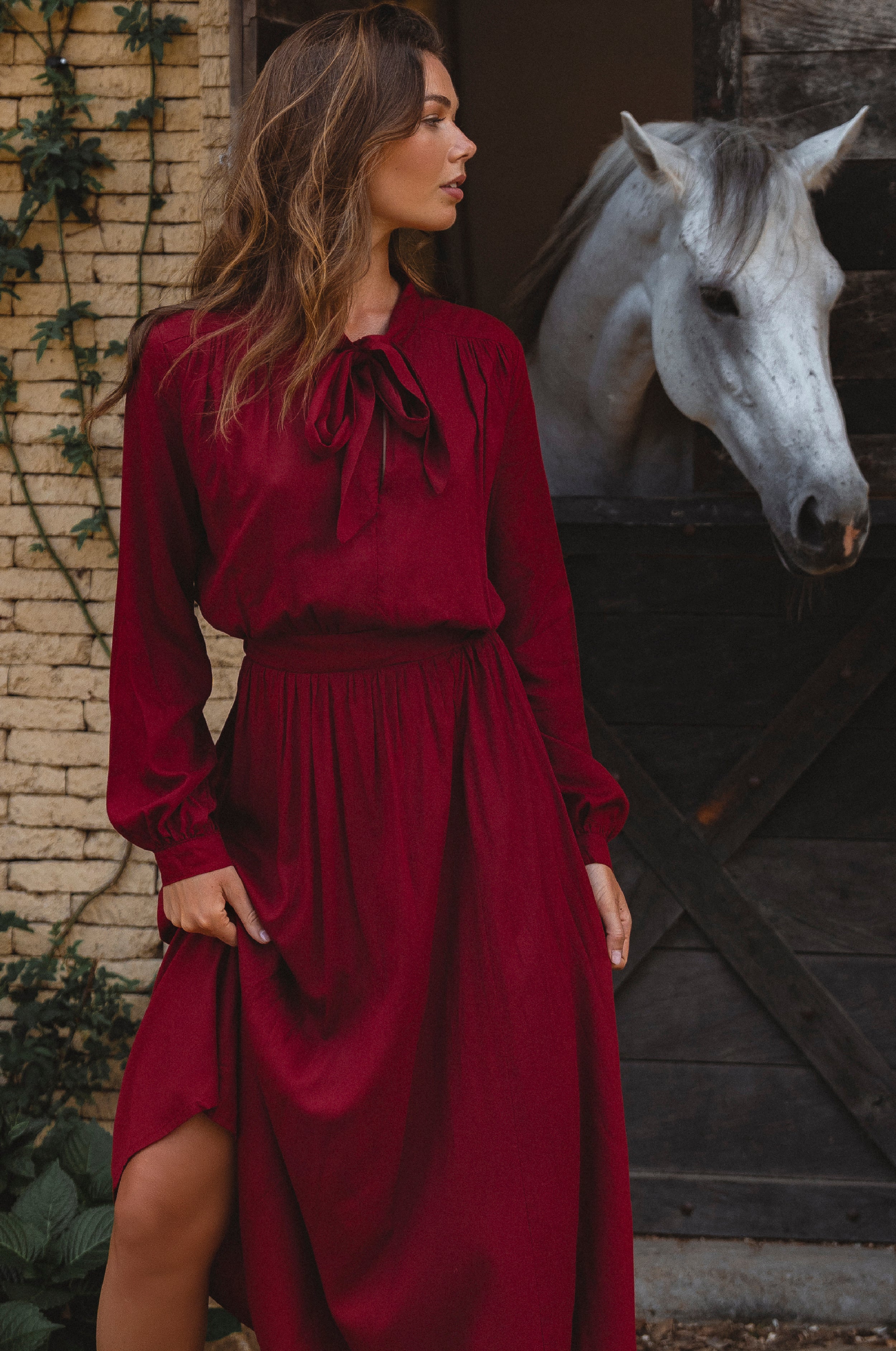Evelina Long Sleeve Midi Dress