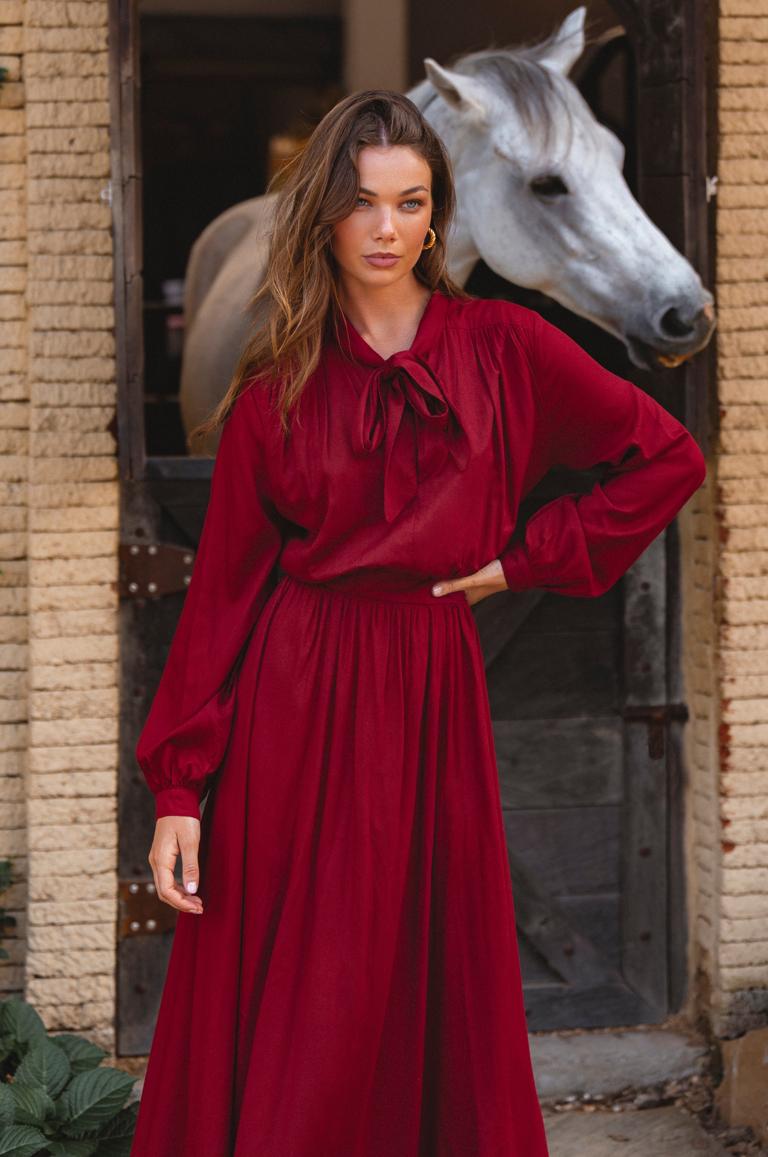 Evelina Long Sleeve Midi Dress