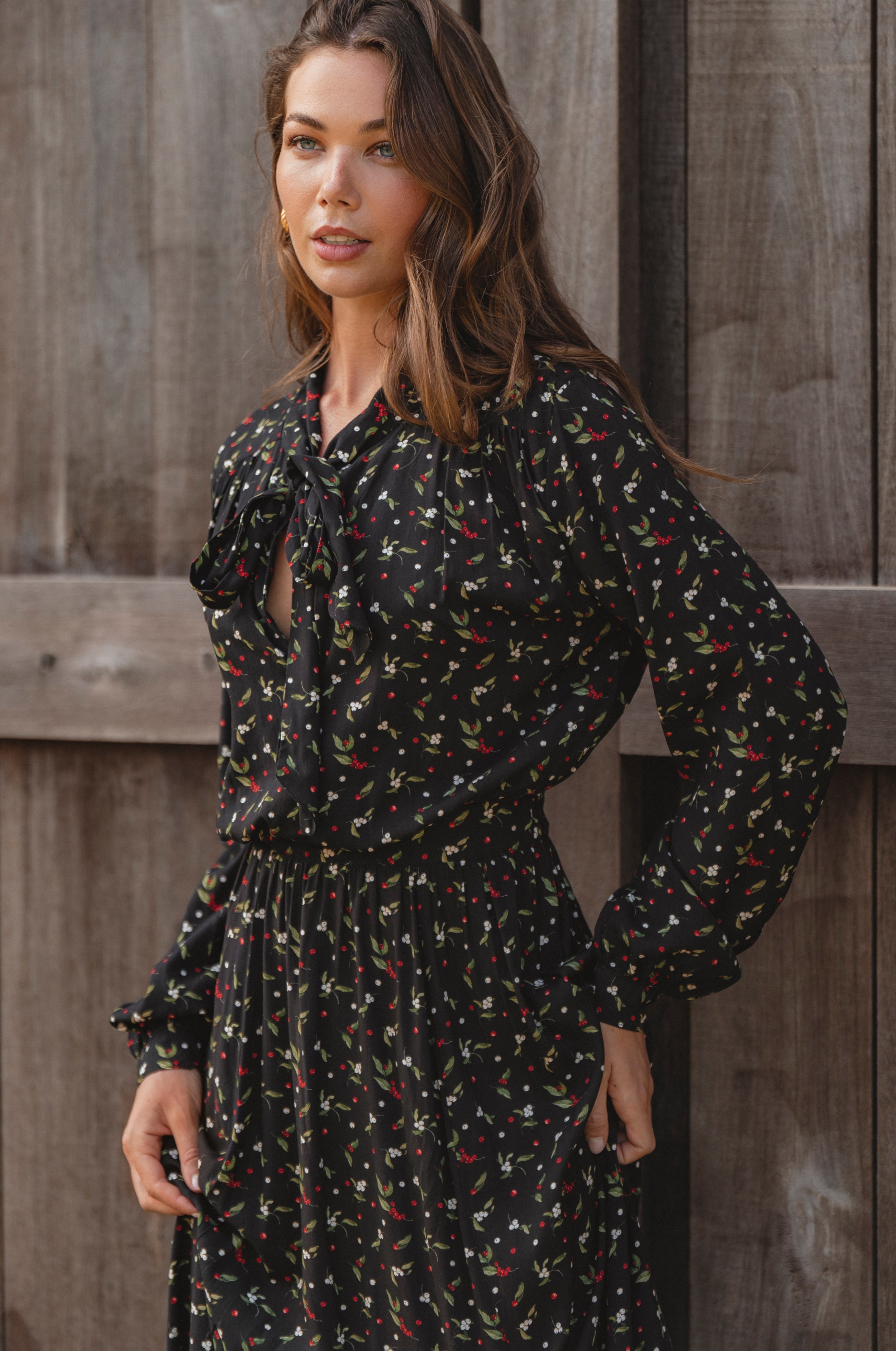 Evelina Long Sleeve Midi Dress