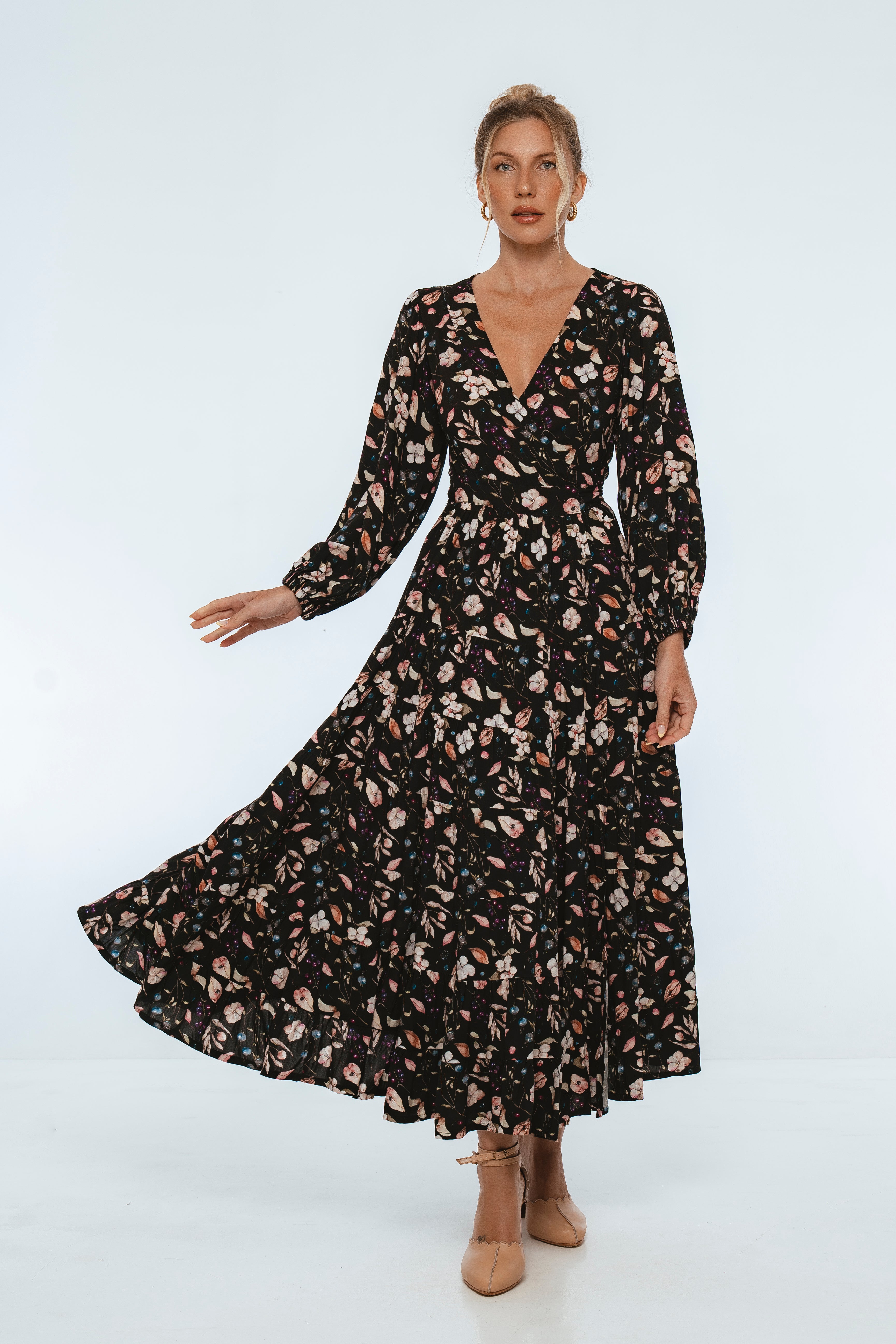 Flamenco Boho Wrap Maxi Dress