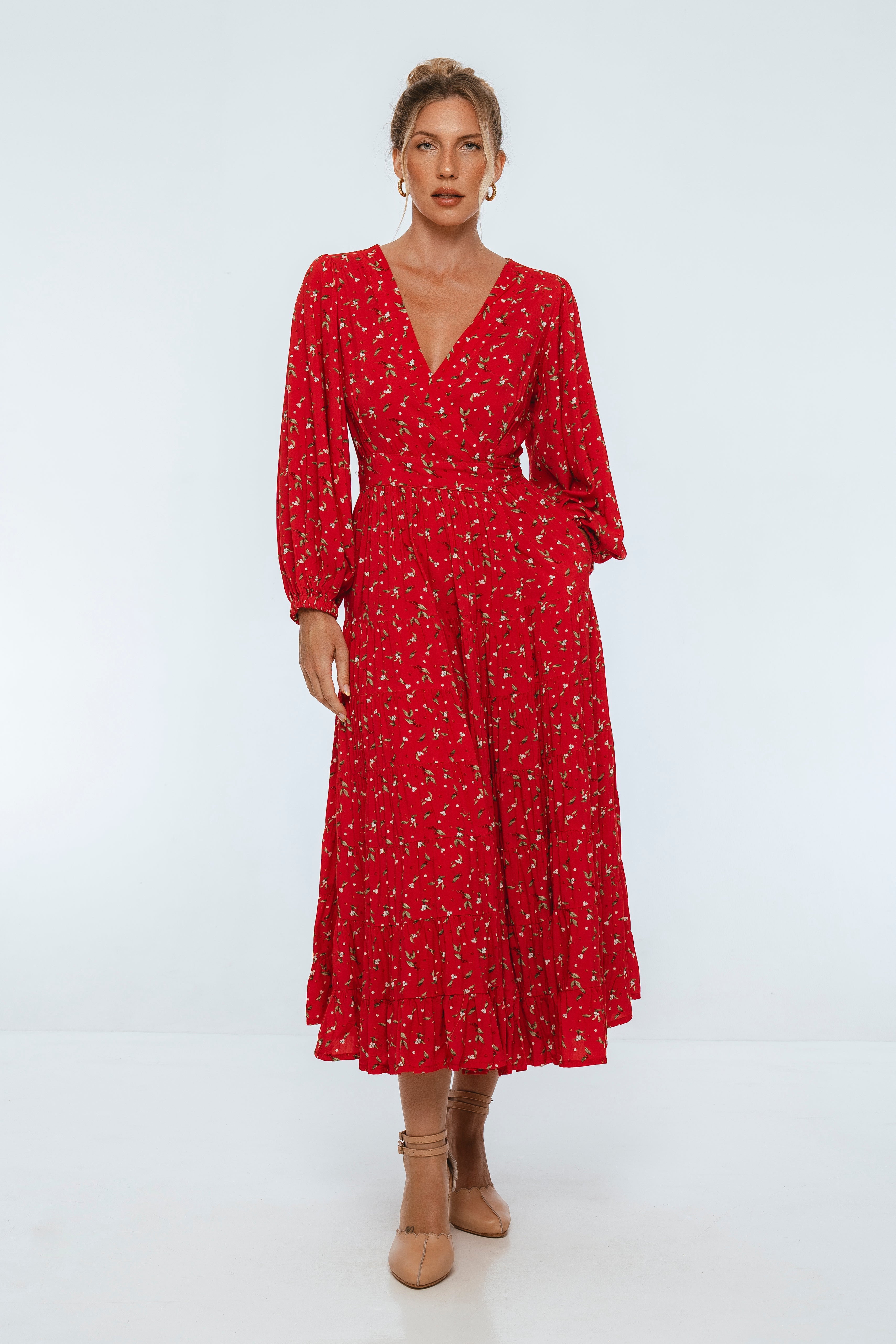 Flamenco Boho Wrap Maxi Dress