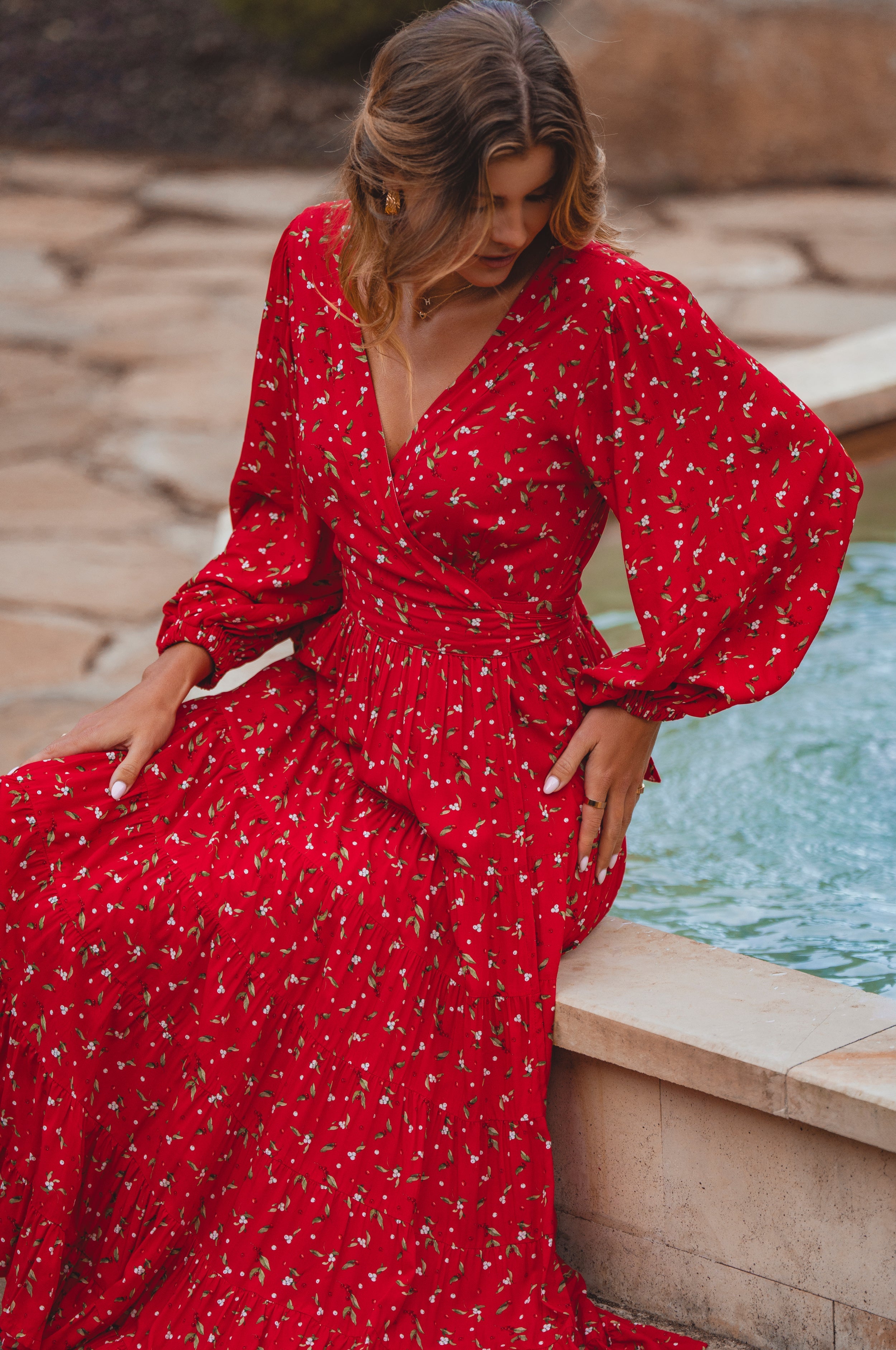 Flamenco Boho Wrap Maxi Dress
