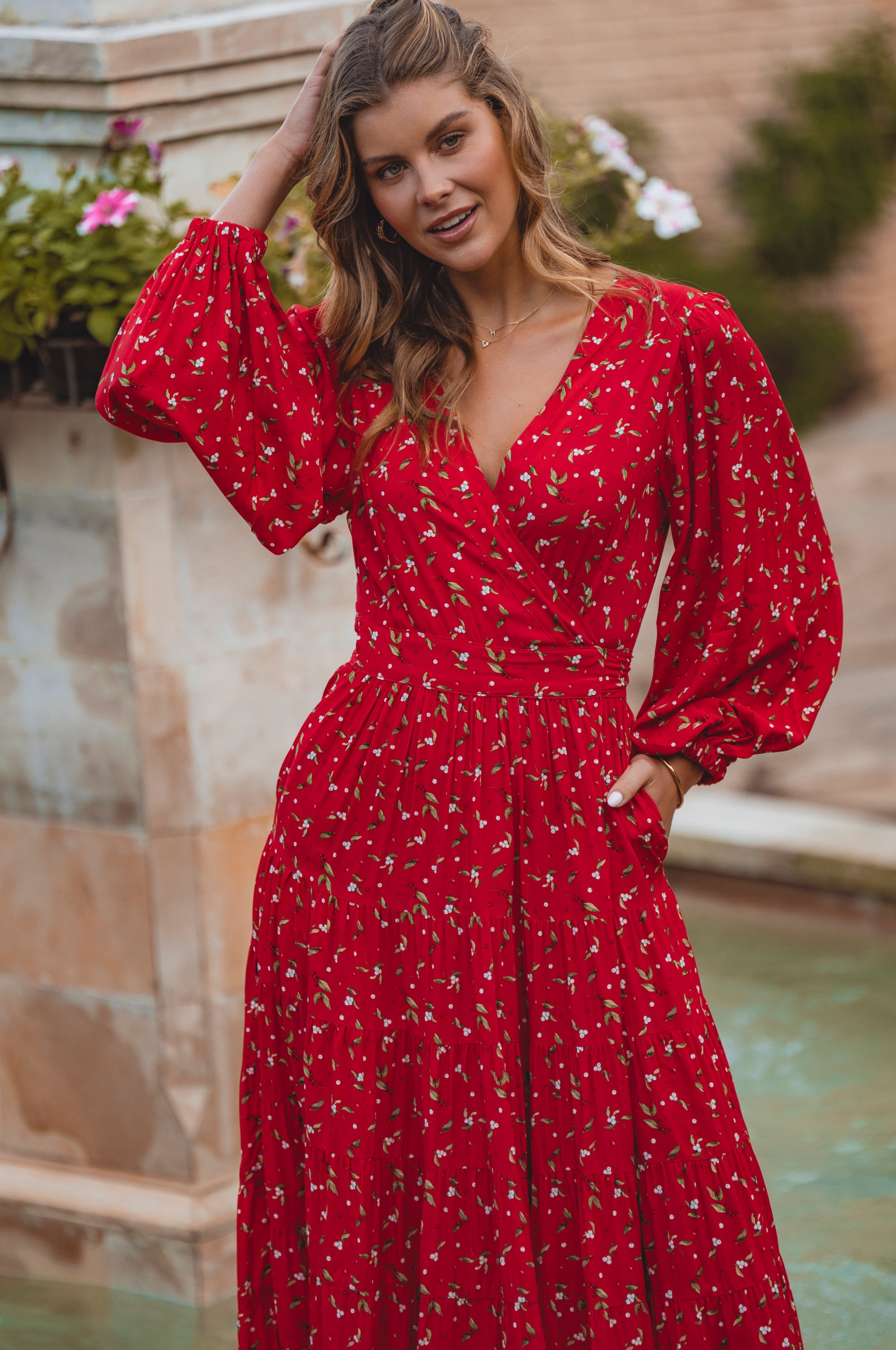 Flamenco Boho Wrap Maxi Dress
