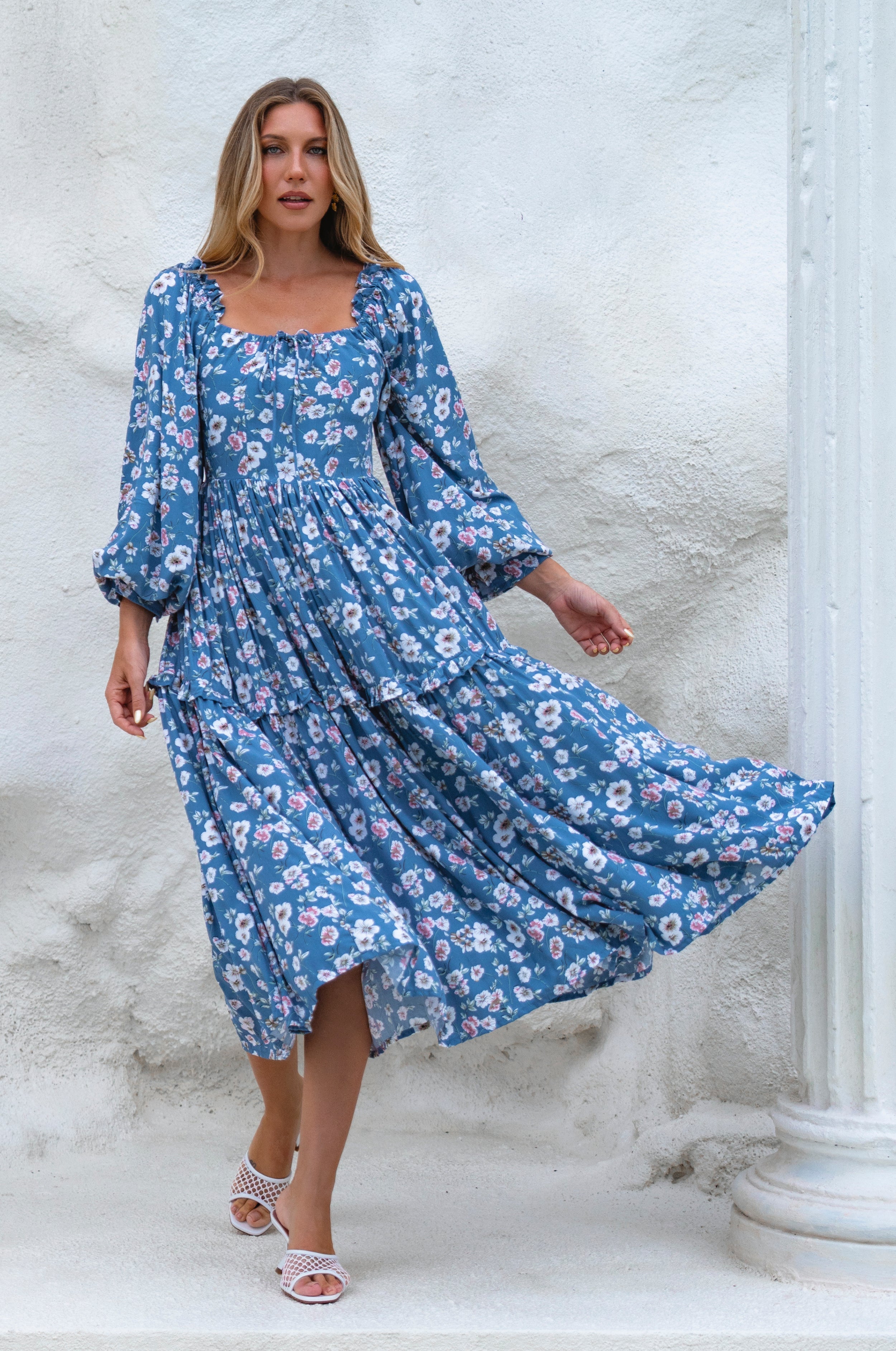 Floriana Long Sleeve Midi Dress