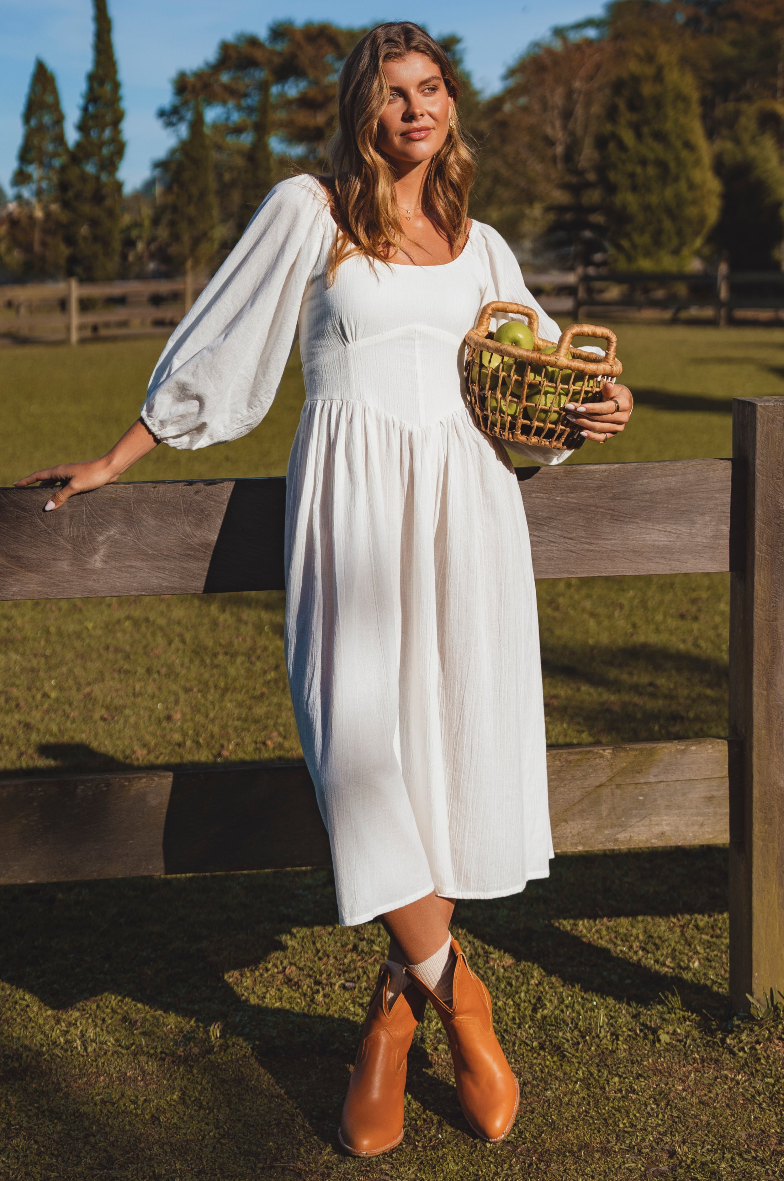 Genevieve Puff Sleeve Midi Dress