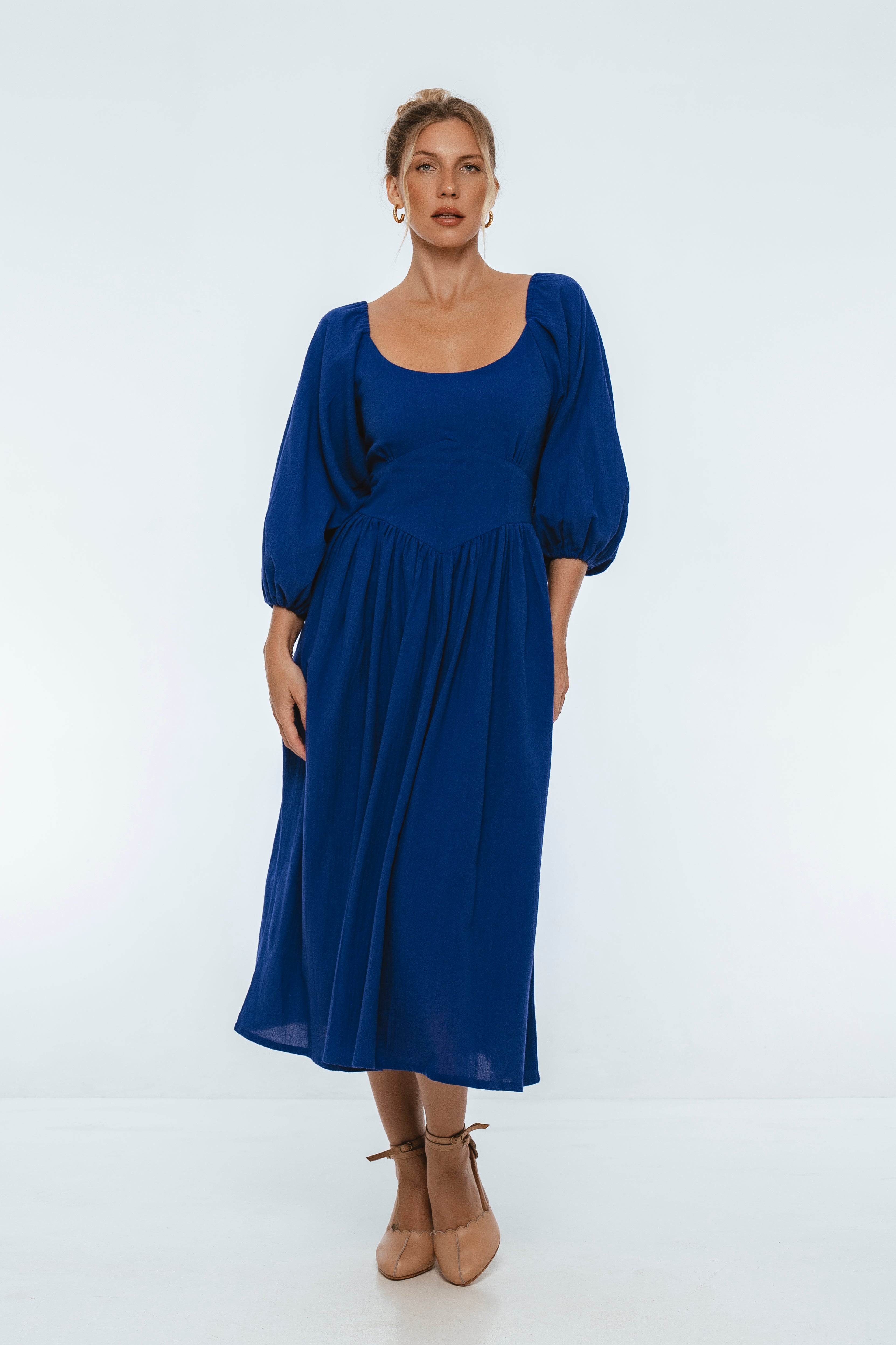 Genevieve Puff Sleeve Midi Dress