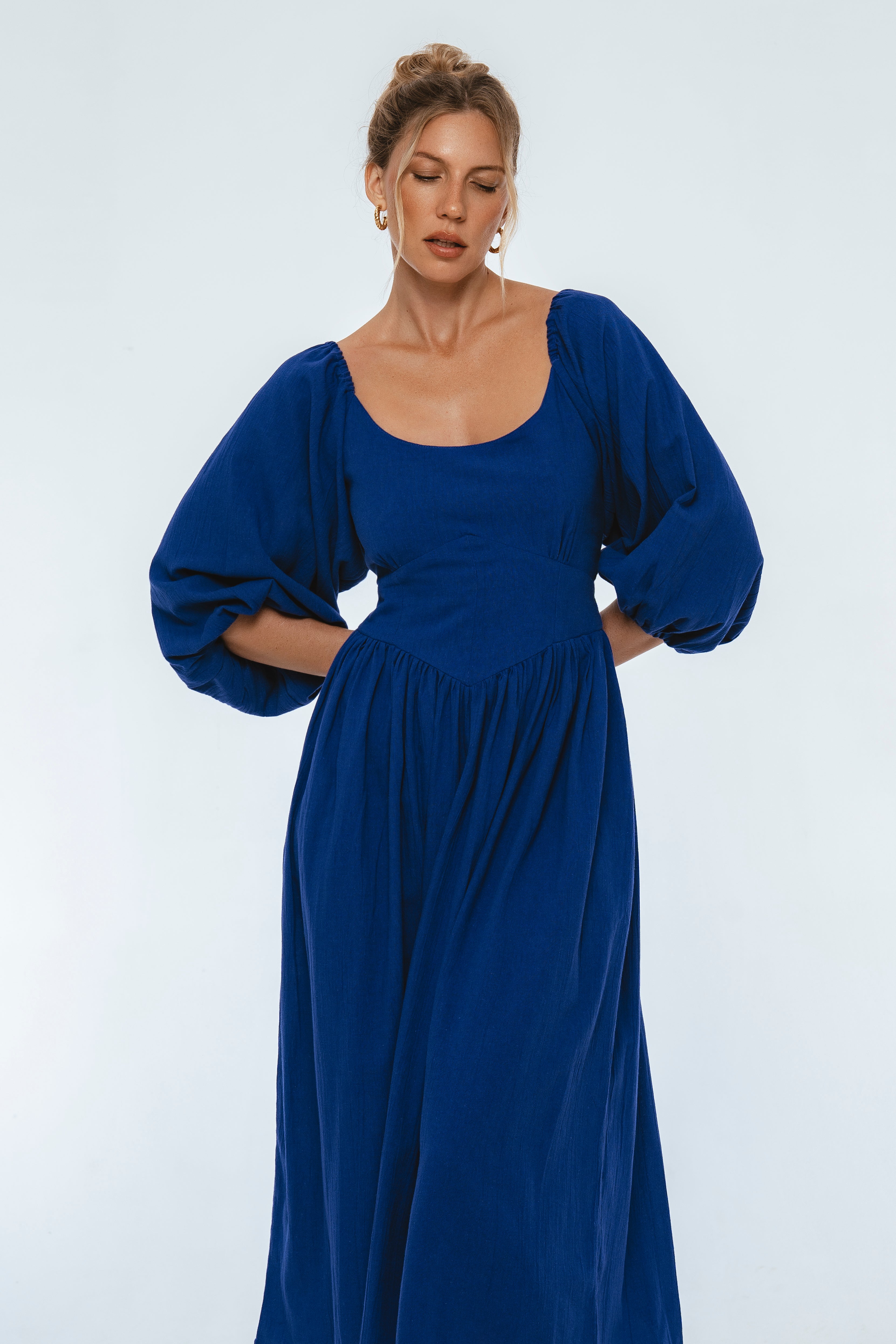 Genevieve Puff Sleeve Midi Dress