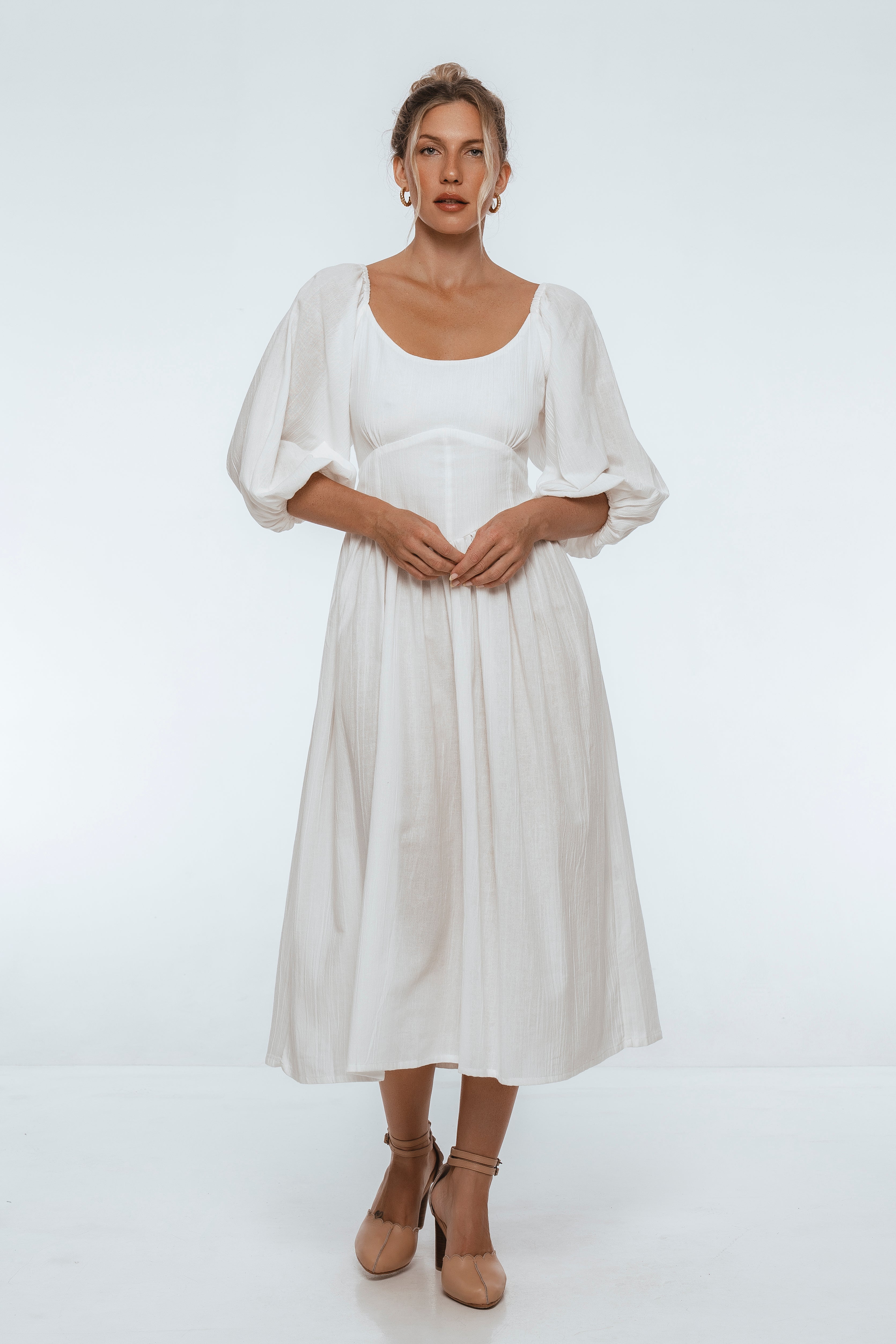 Genevieve Puff Sleeve Midi Dress