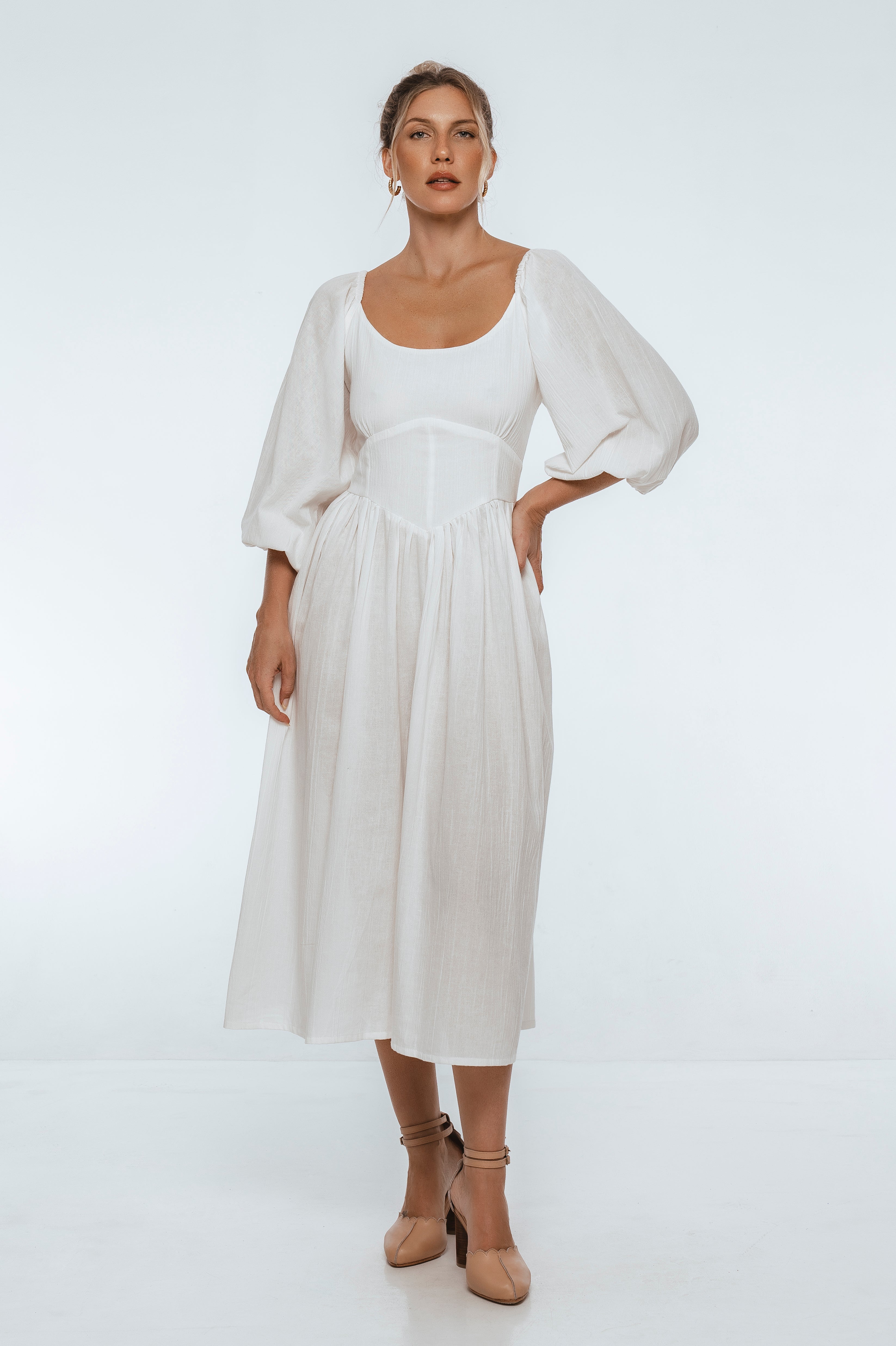 Genevieve Puff Sleeve Midi Dress