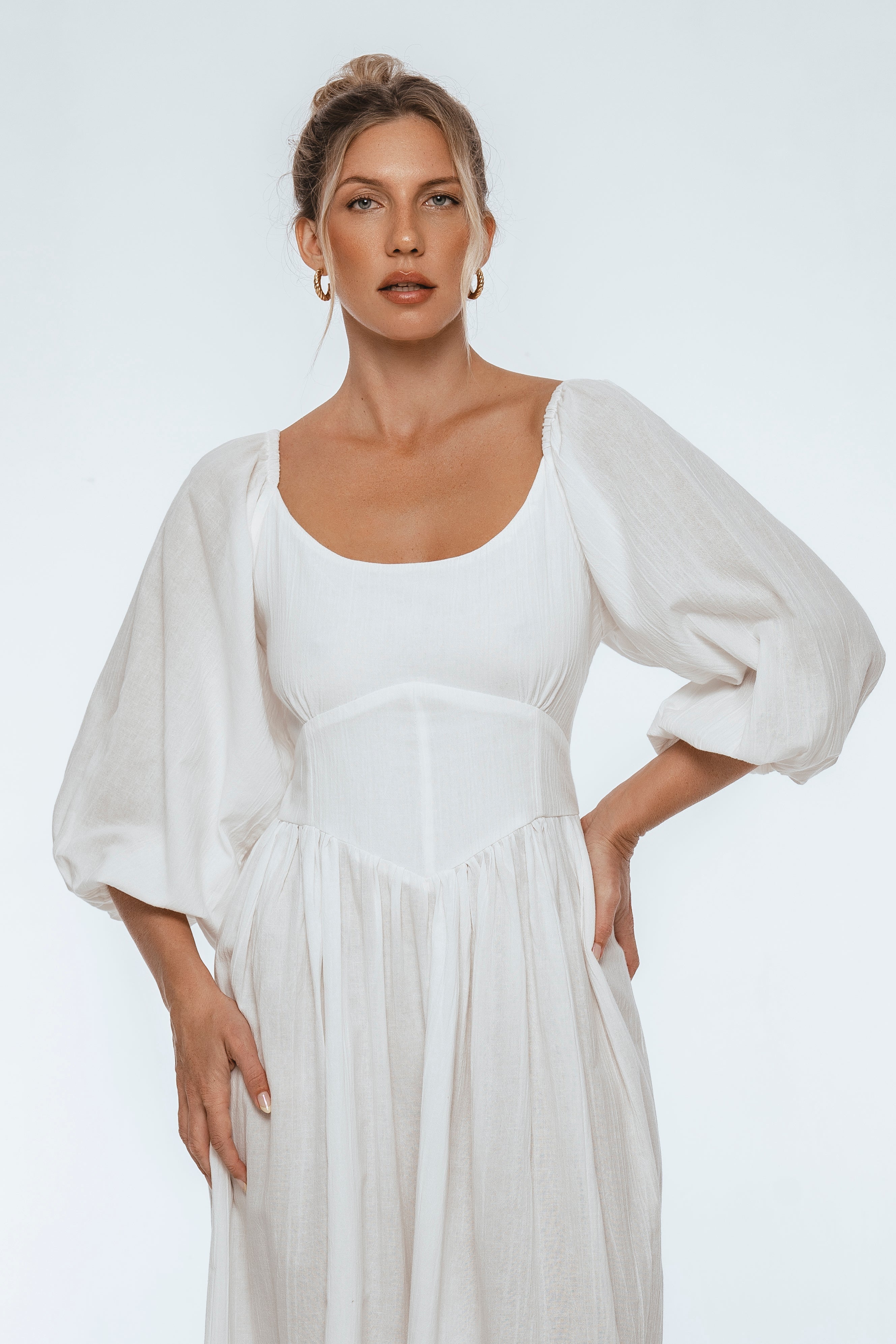 Genevieve Puff Sleeve Midi Dress