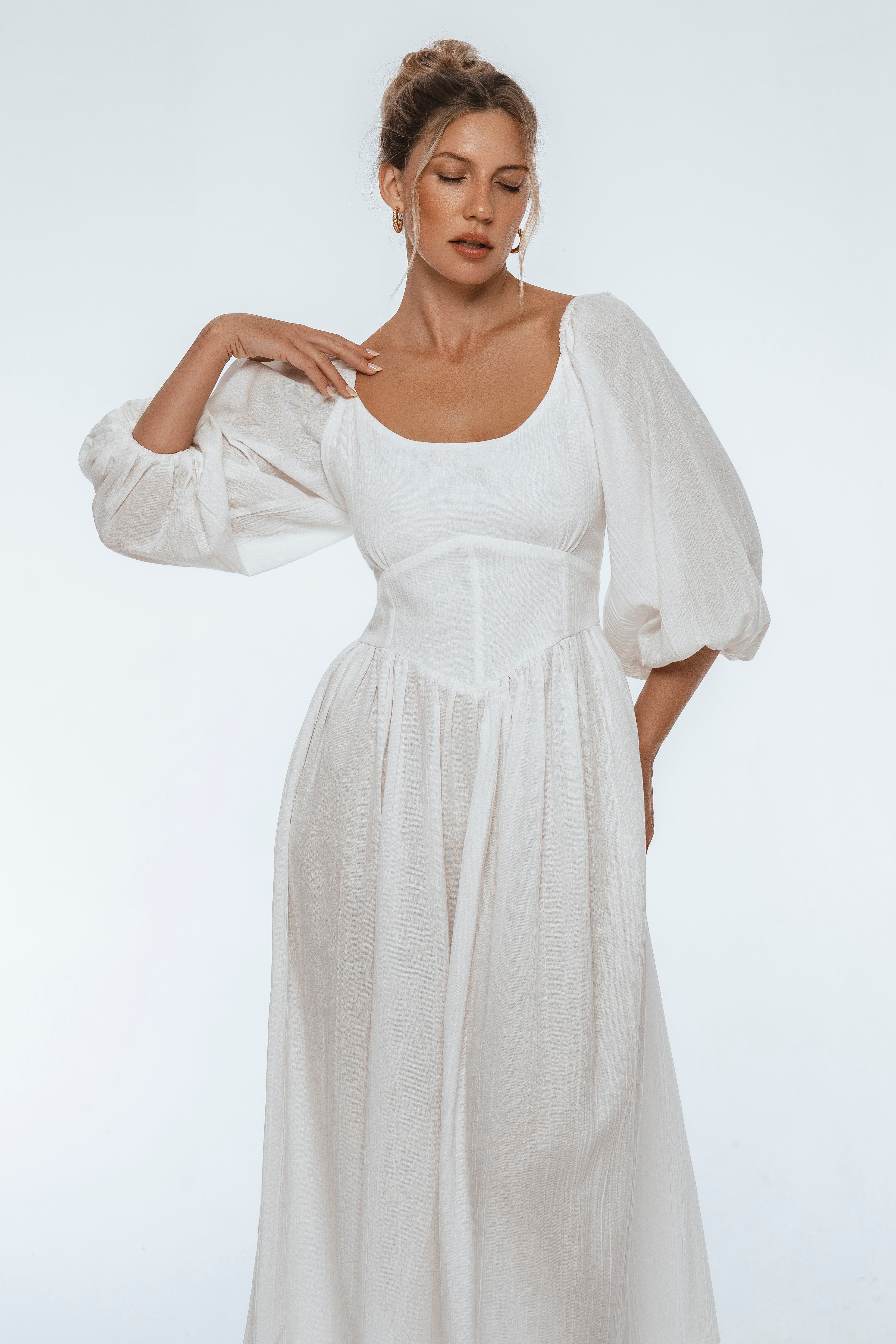 Genevieve Puff Sleeve Midi Dress