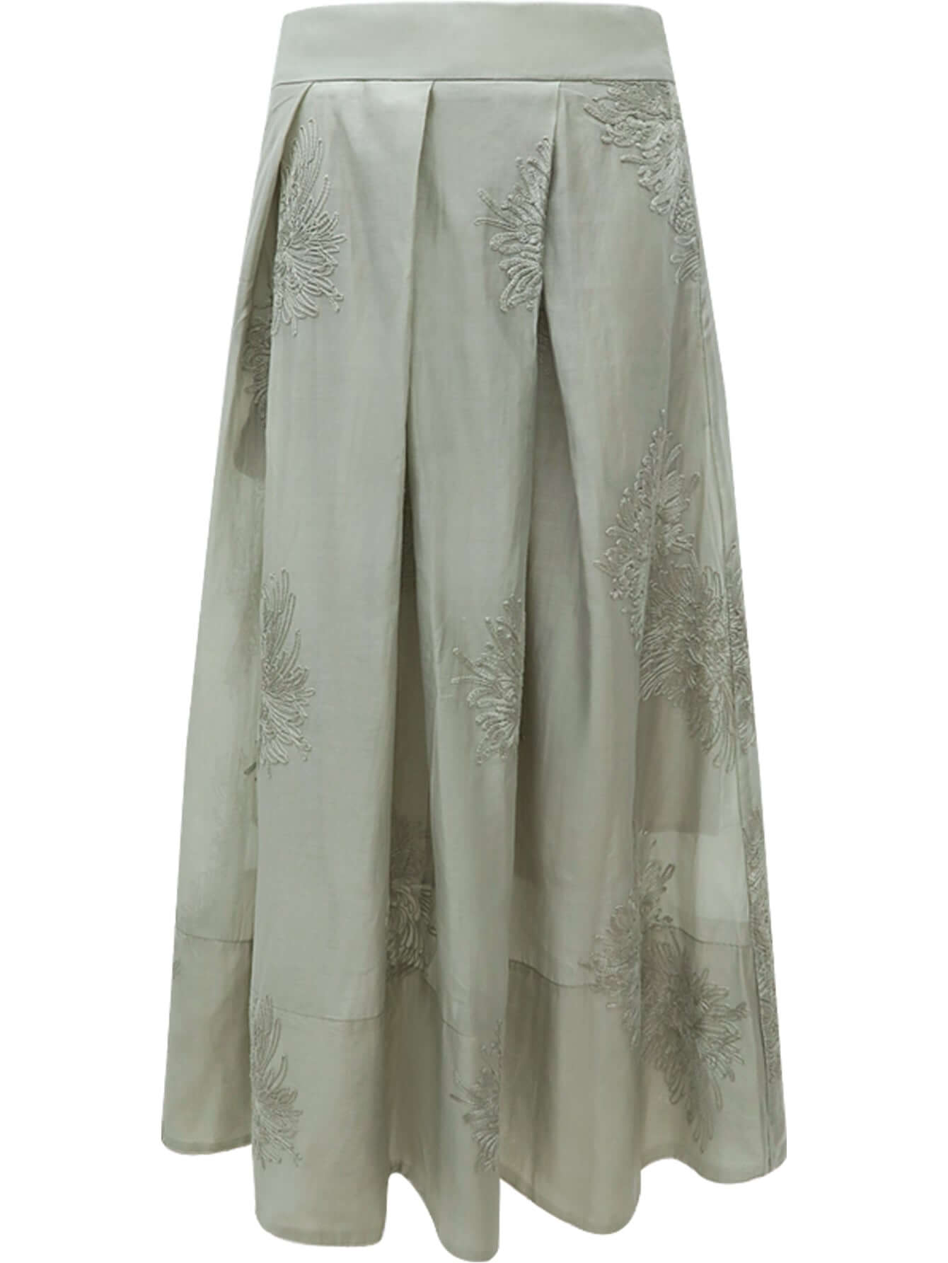 Embroidered Mint Mambo Pleated Skirt-3