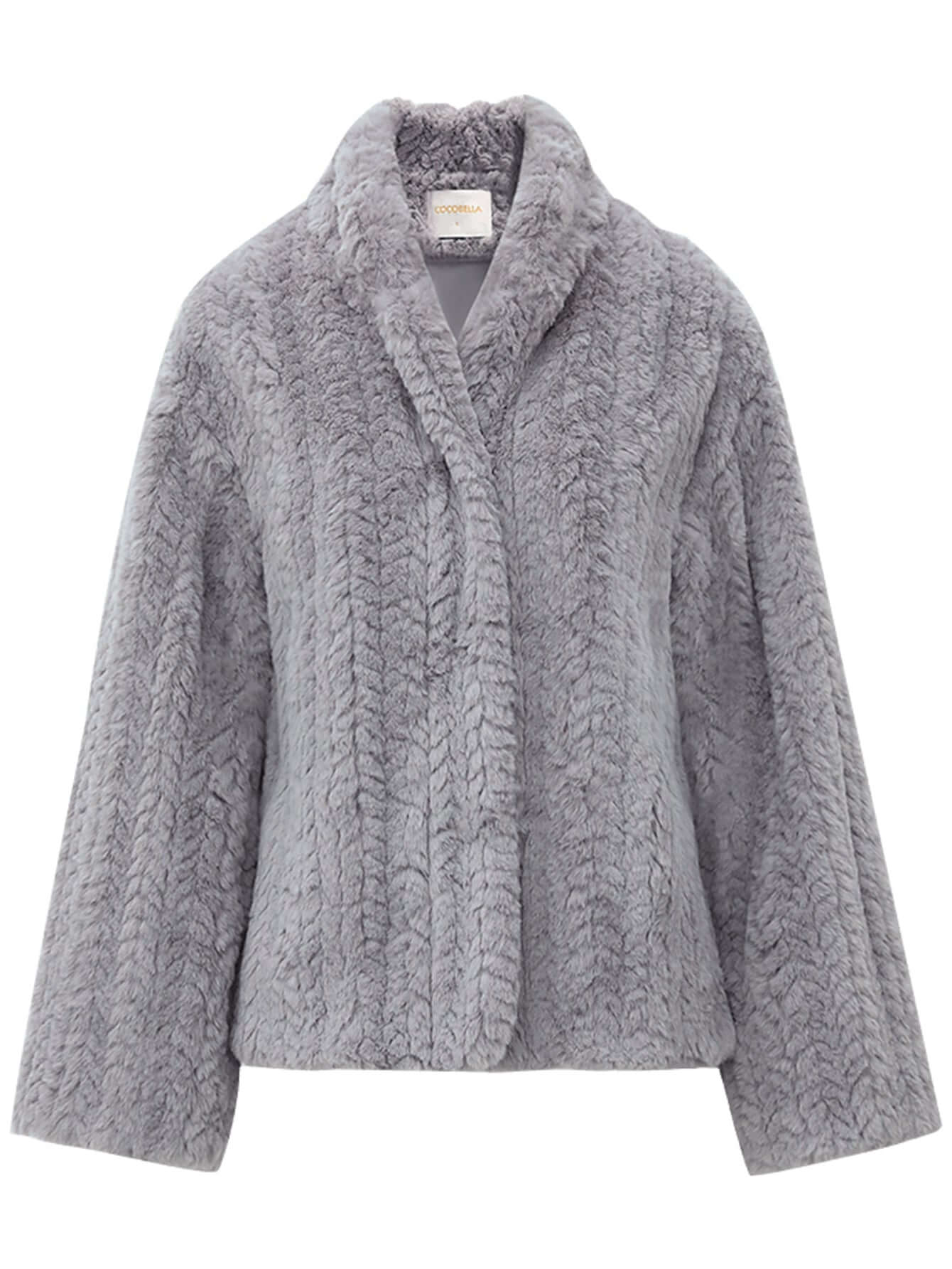 Faux Shearling Knitted Lavender Bomber Jacket-3