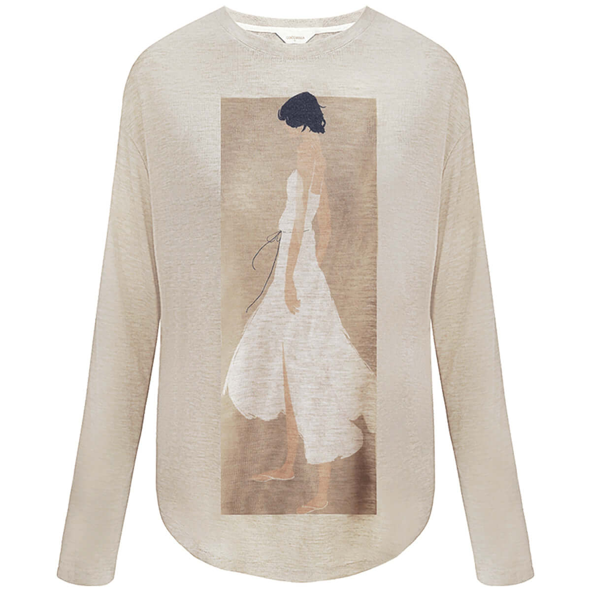 Femme Bride Graphic Knitted Long Sleeved Khaki Tee-3