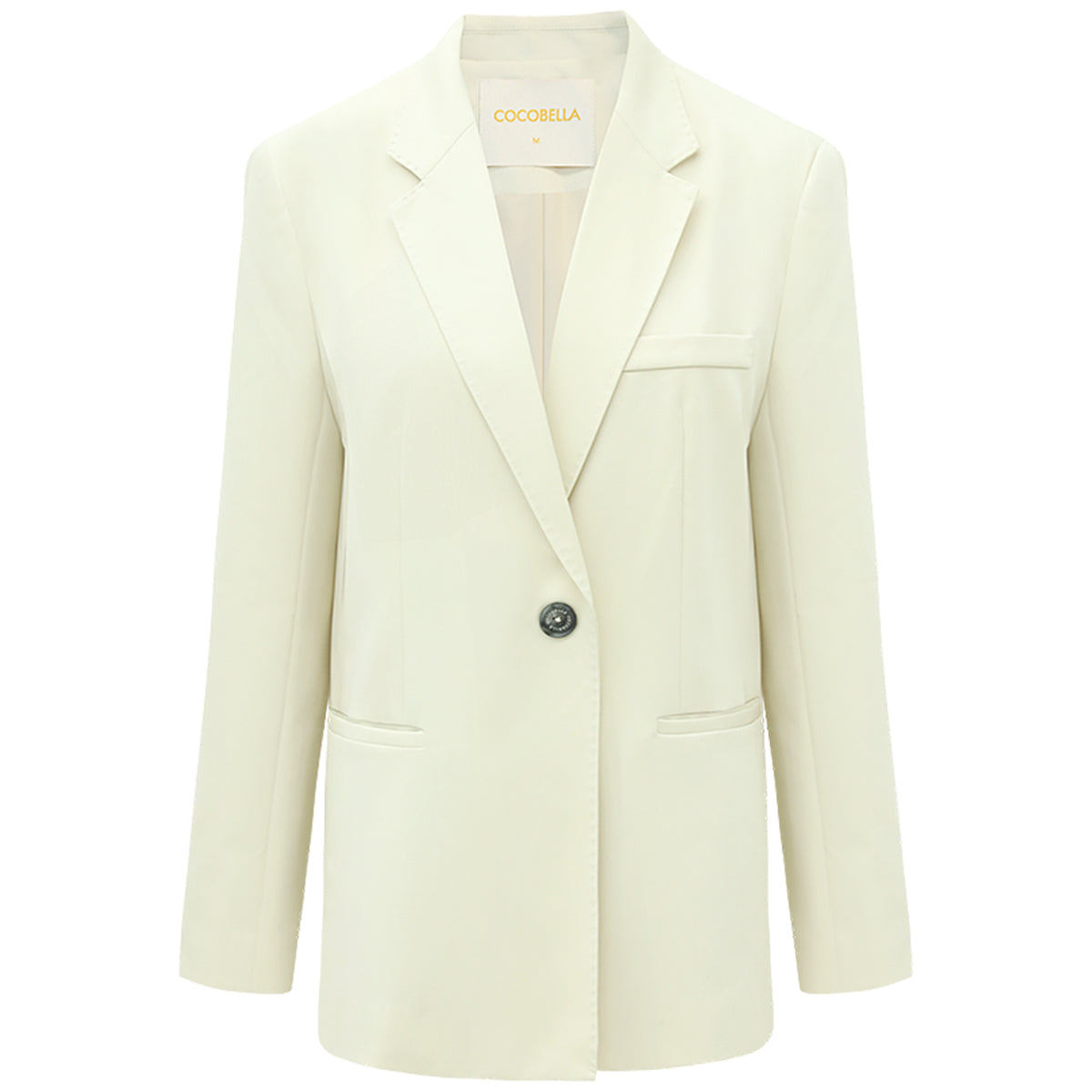 Femme Single Breasted Cream Blazer-3
