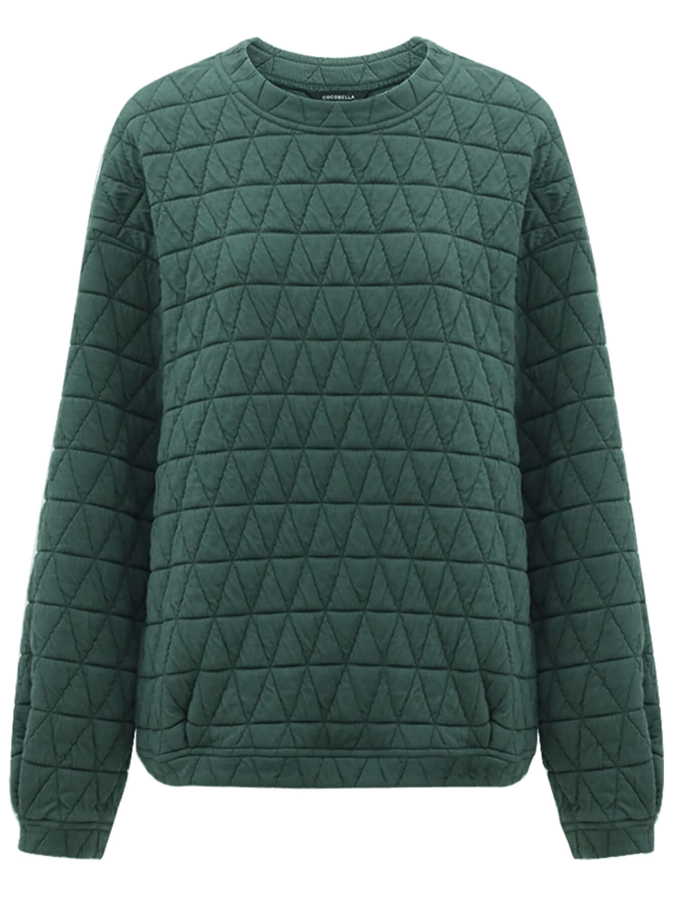 Festive Geometric Quilted Green Pullover Sweater-3