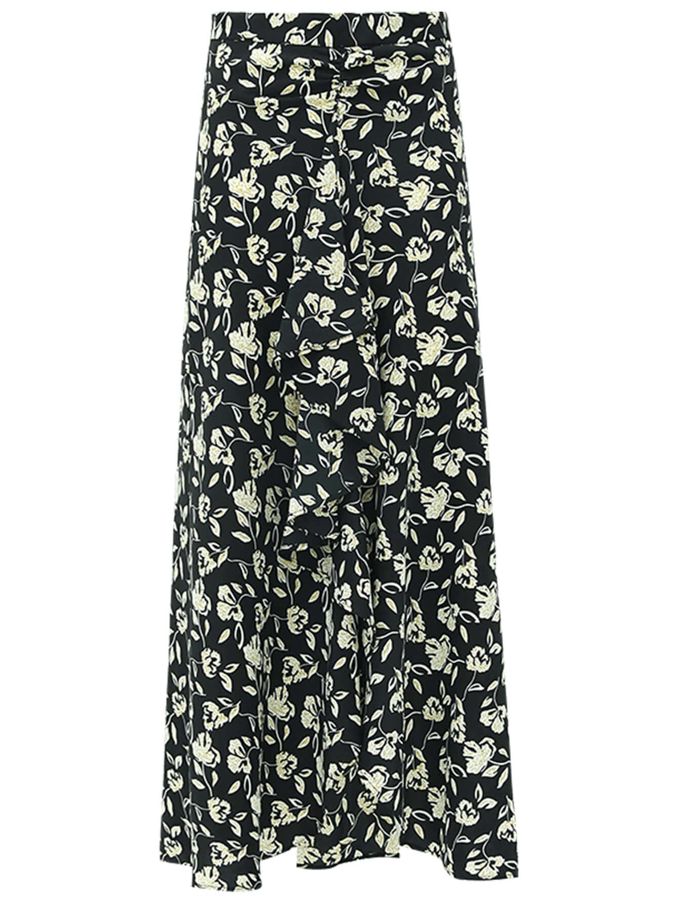Floral Black Wrap Skirt-3