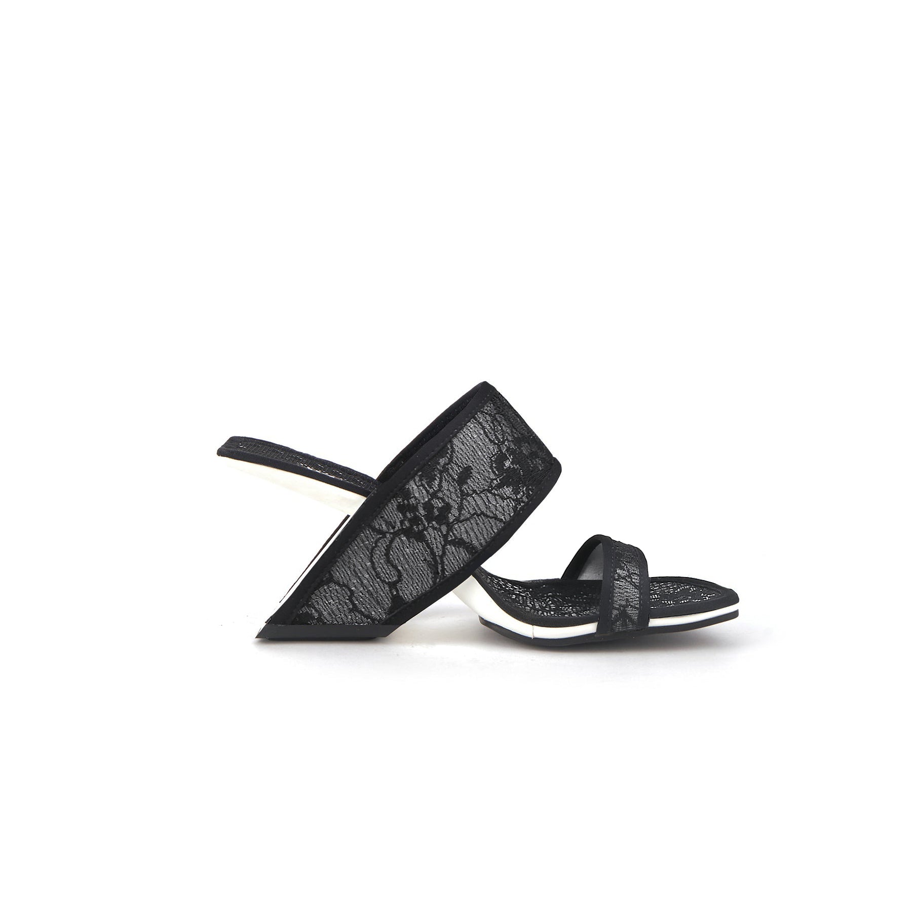 Floral Lace Square Toe Mules-2