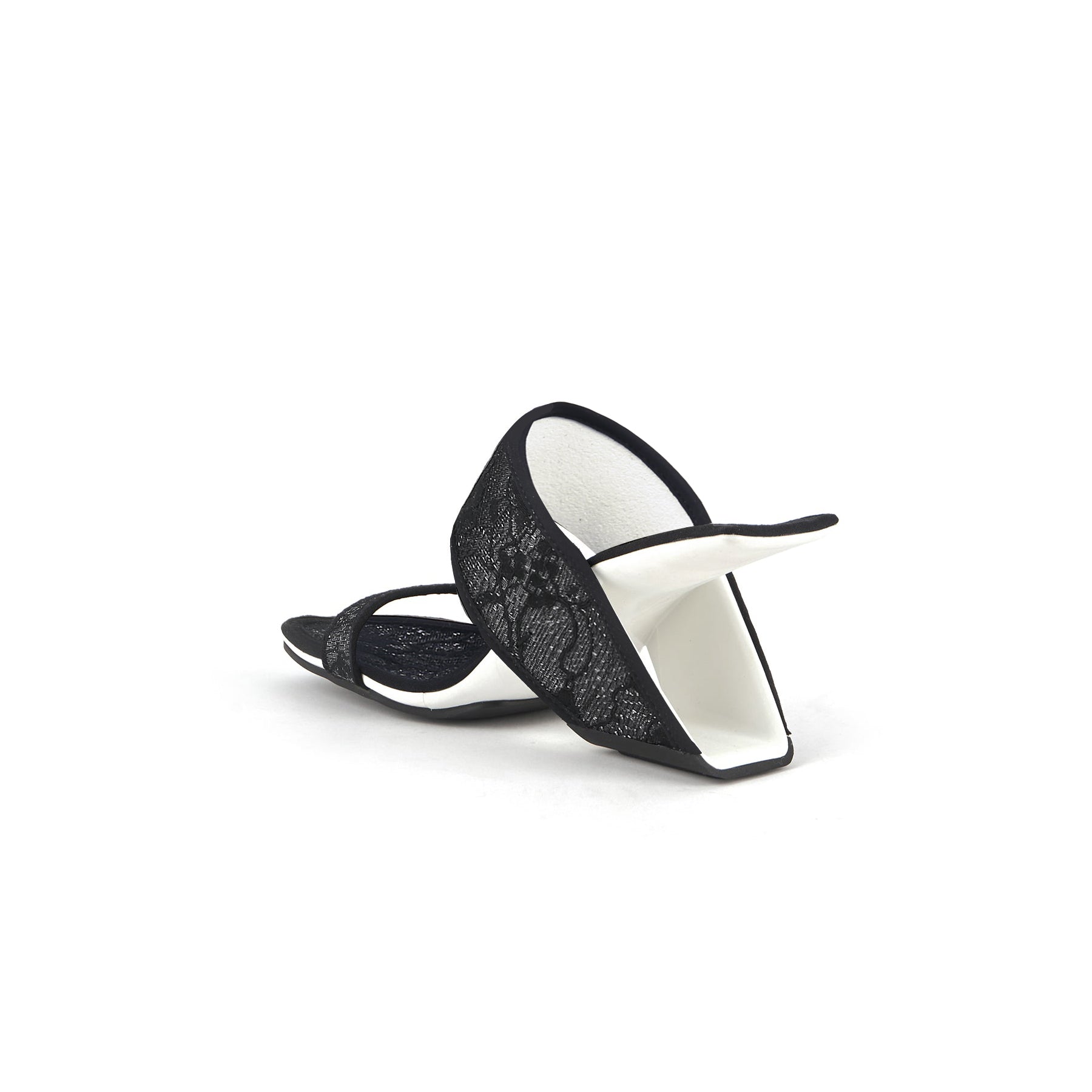 Floral Lace Square Toe Mules-3