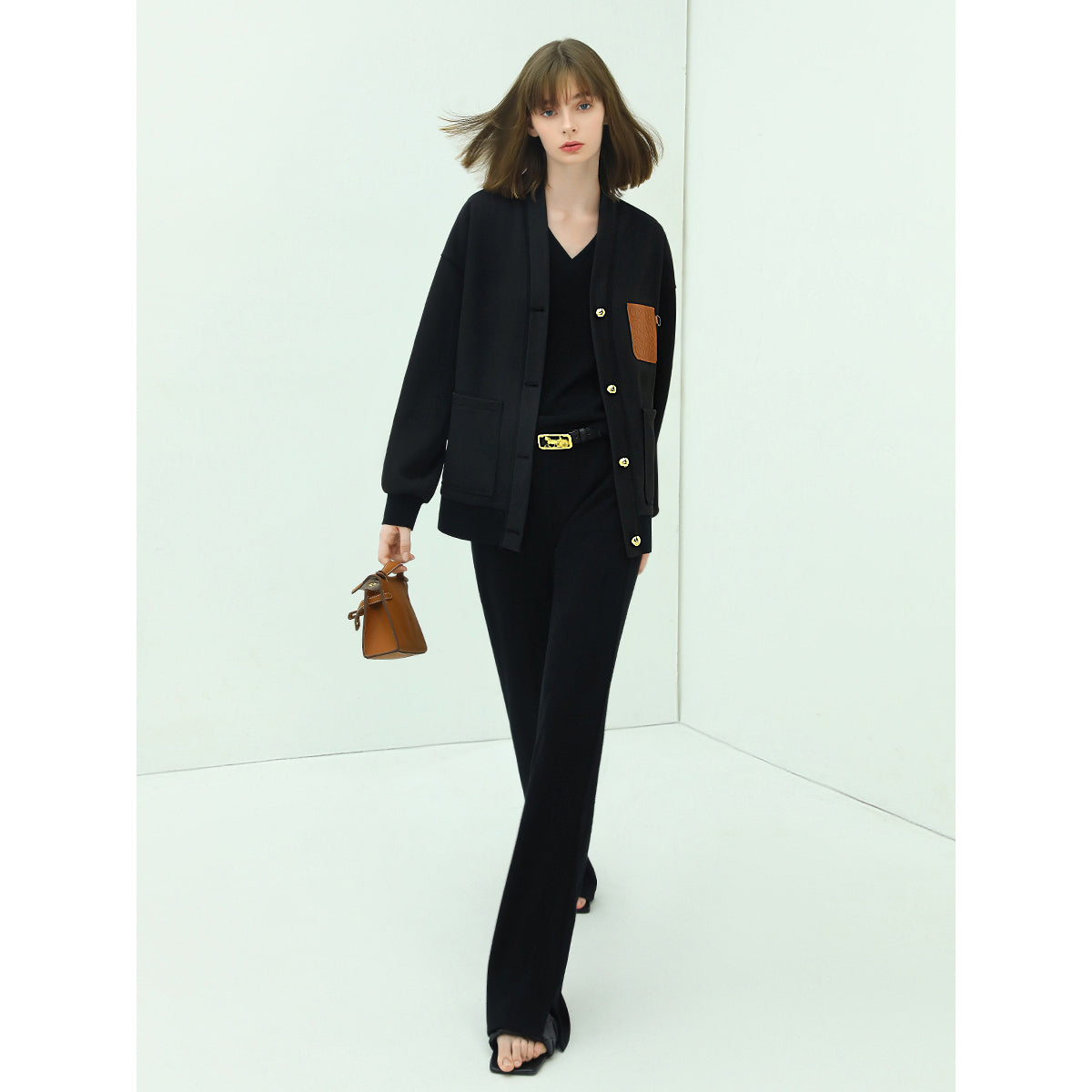 Flowy Button Down Black Cardigan-1