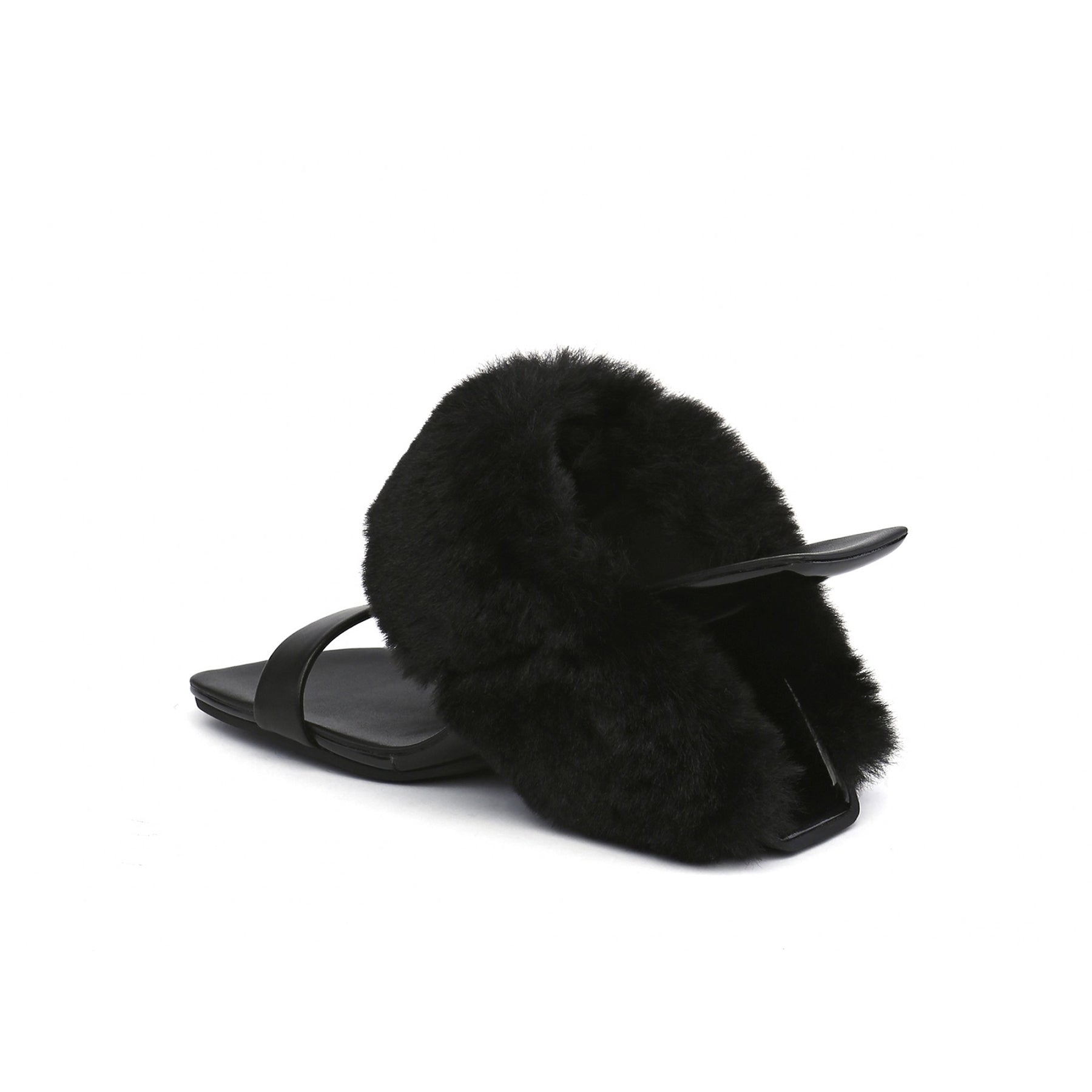 Fluffy Faux Fur Wedge Mules-2