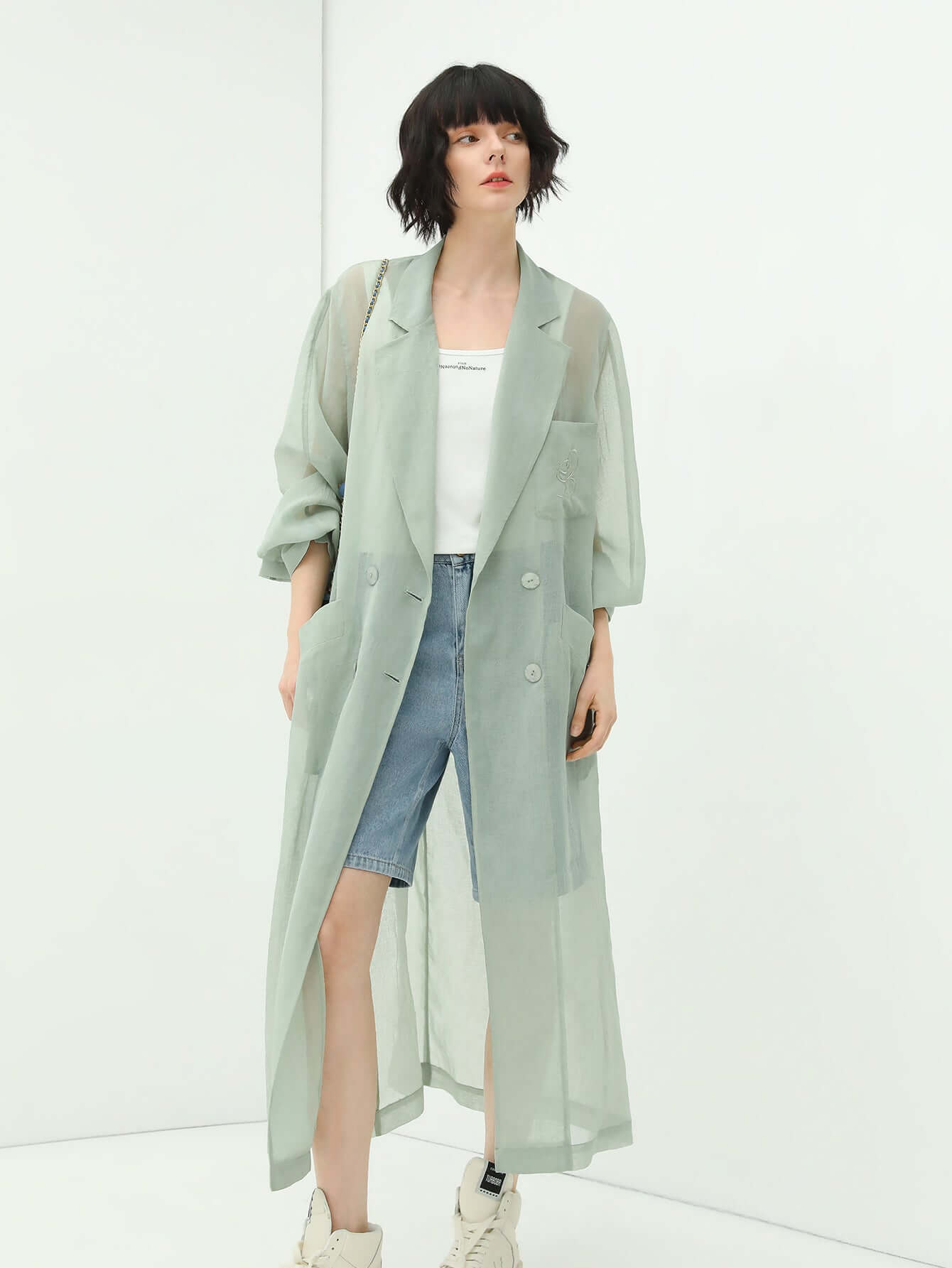 Gauzy Lightweight Transparent Trench Coat-0