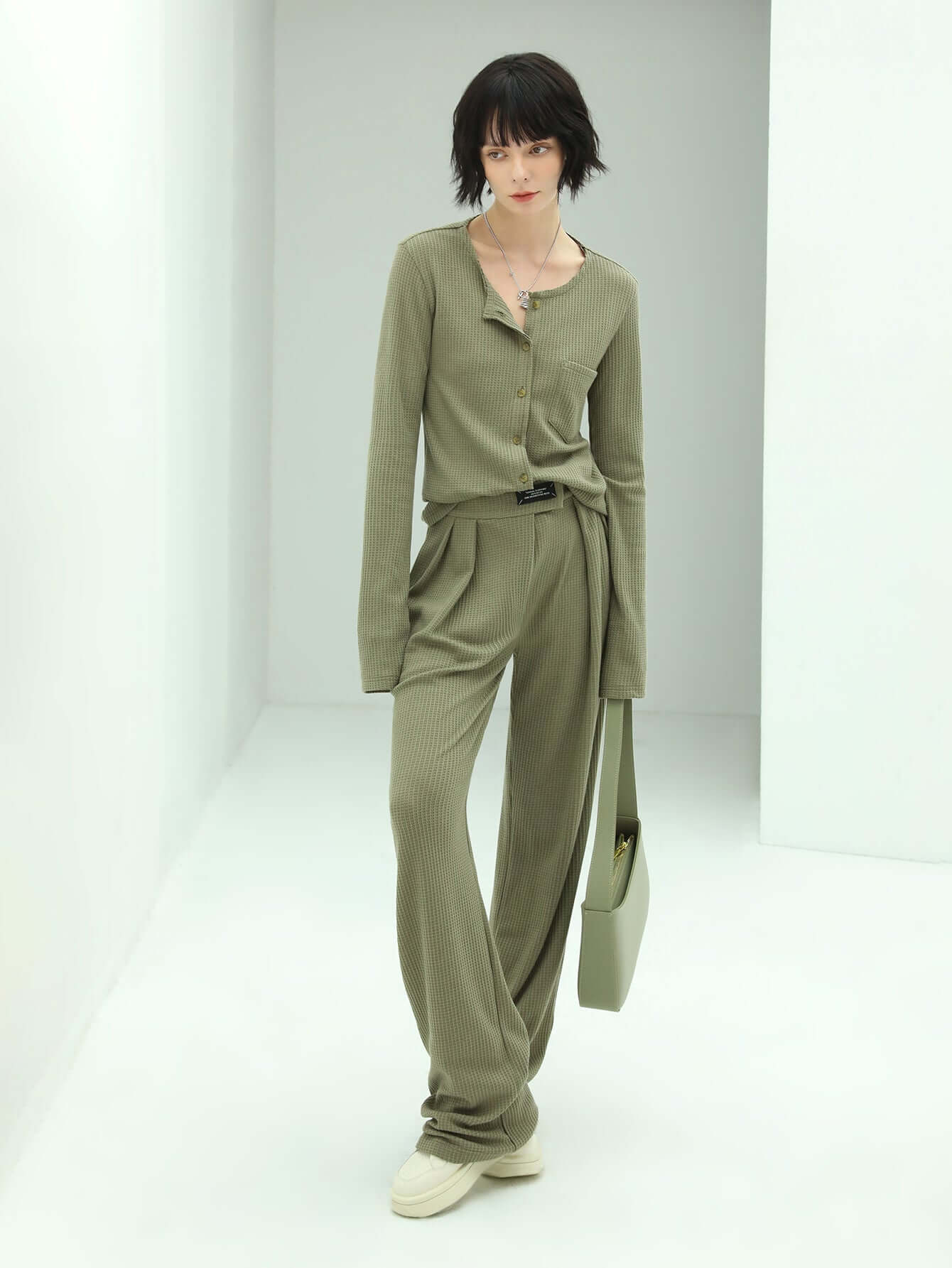 Green Straight Leg Pants-0