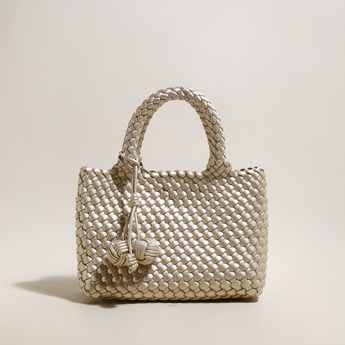 Happy Mini Woven Leather Top Handle Bag-0