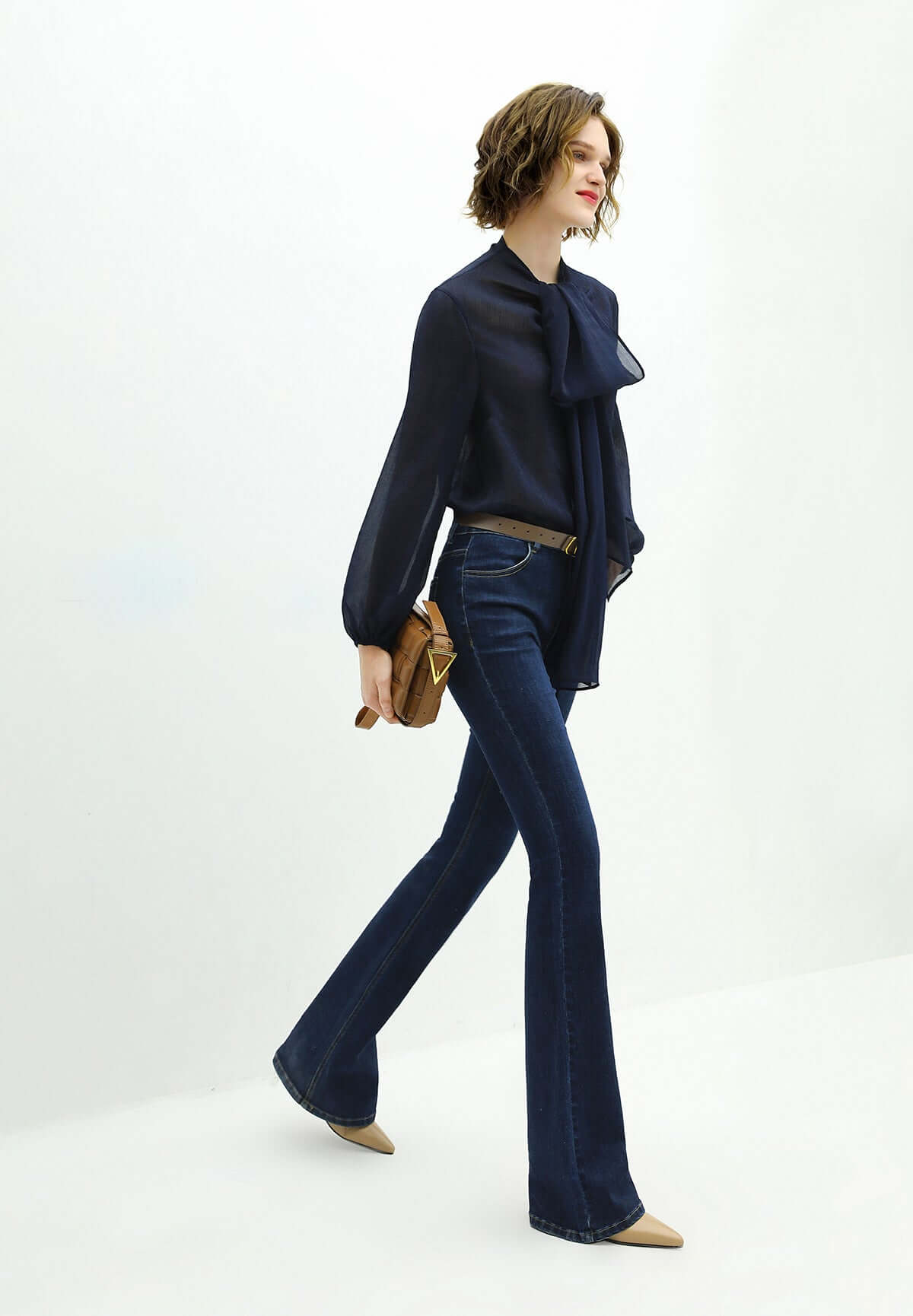 High Rise Cowgirl Navy Flared Jeans-1