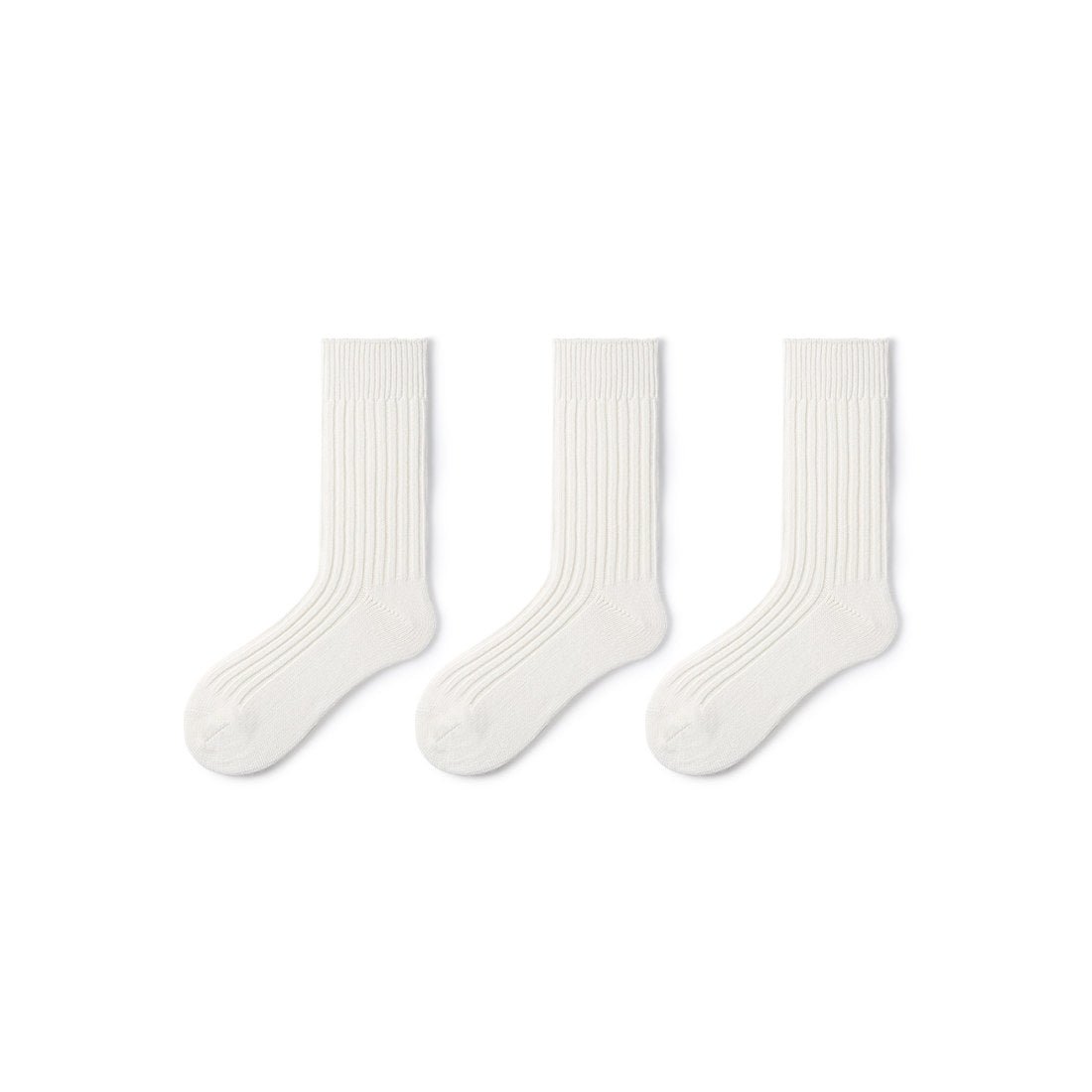 Thick All-season Men 3pcs White Sport Over-calf Socks Set-0