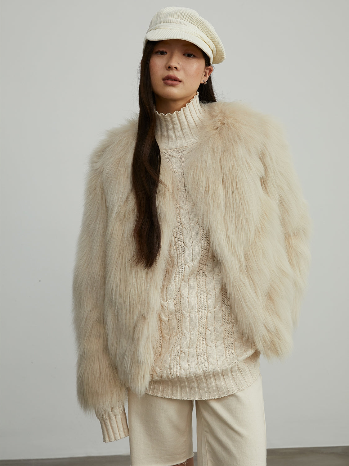 Fireladyfur Women's Fur Coat | Genuine Finnish Fox Fur"Reed Flower"-0