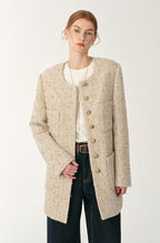 Heavy wool tweed high-end exquisite round neck patch pocket slim Chanel jacket for women-1