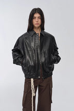 Fireladyfur Women's Retro Work Jacket in Waxed Leather "Fashionable Luke"-0