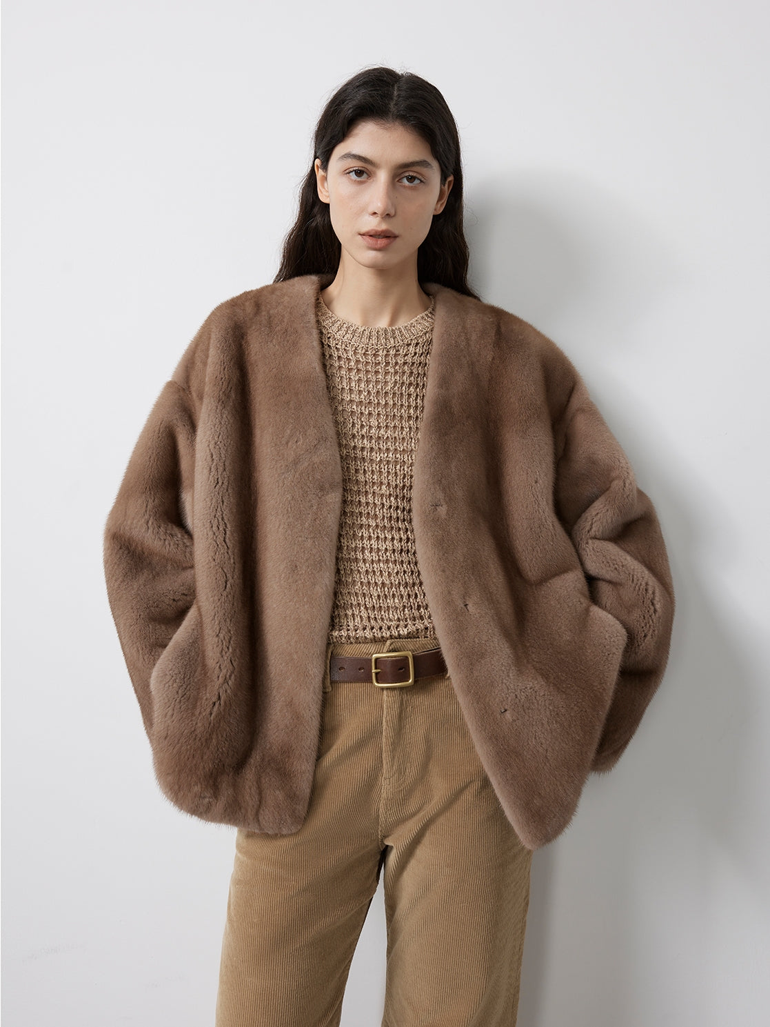 Louvre Mink V-Neck Jacket-0