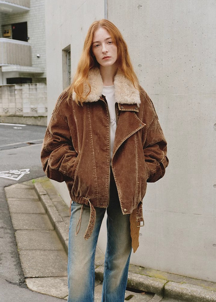 Fireladyfur Women’s Flocked Denim Goose Down Parka with Detachable Fox Fur Collar“City Travel”-0