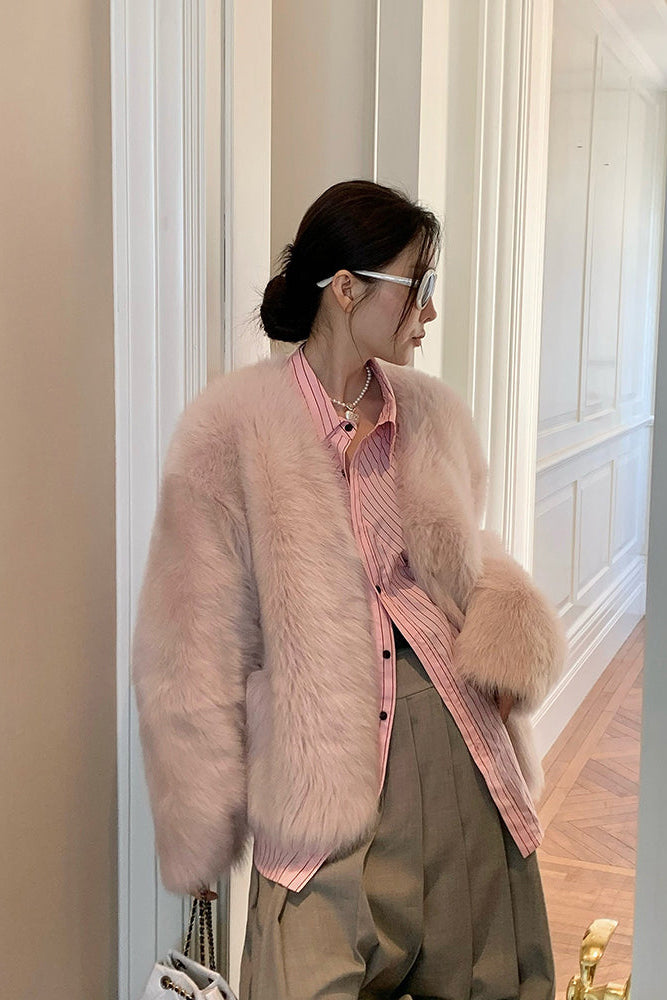 Fireladyfur Women's Pink Tuscan Sheepskin Coat“Babylon Phantom Nights”-1