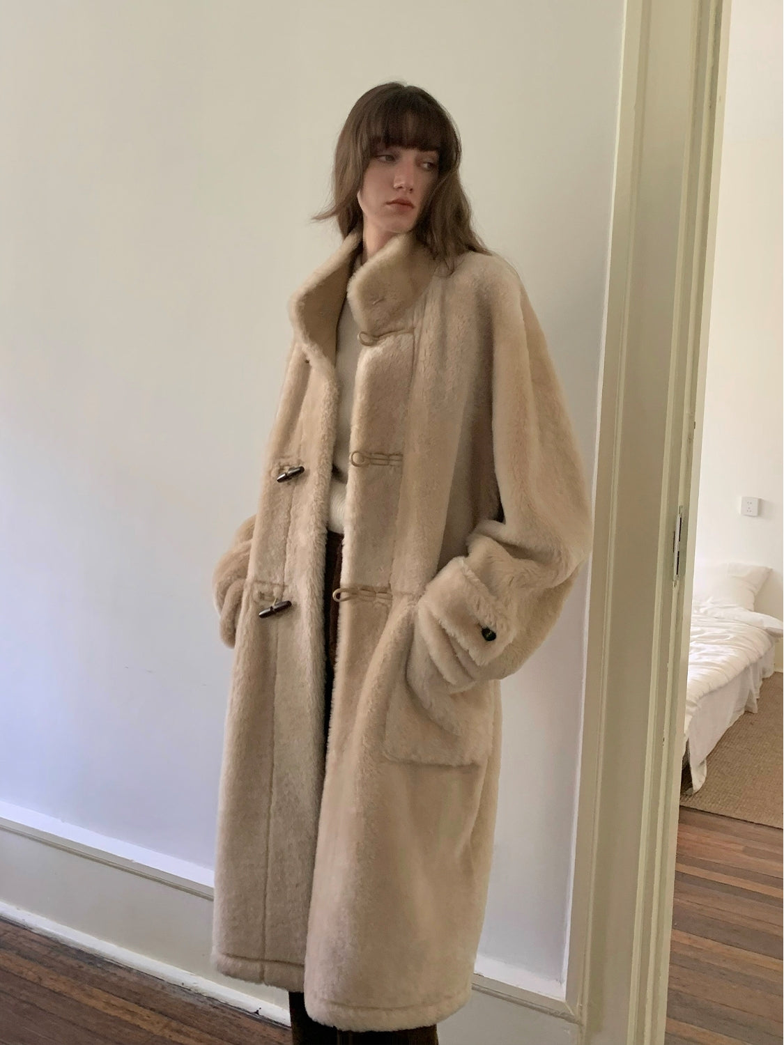 Fireladyfur Women's Long Sheepskin Jacket with Stand Collar“Dreamer”-0