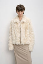Fireladyfur Women's Soft & Warm Short Wool Sheepskin Coat“Blackmoon Berlin”-0
