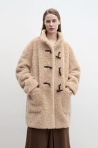 Fireladyfur Women's Faux Leather Shearling Jacket - Stand Collar Wool Coat Curly Style-0