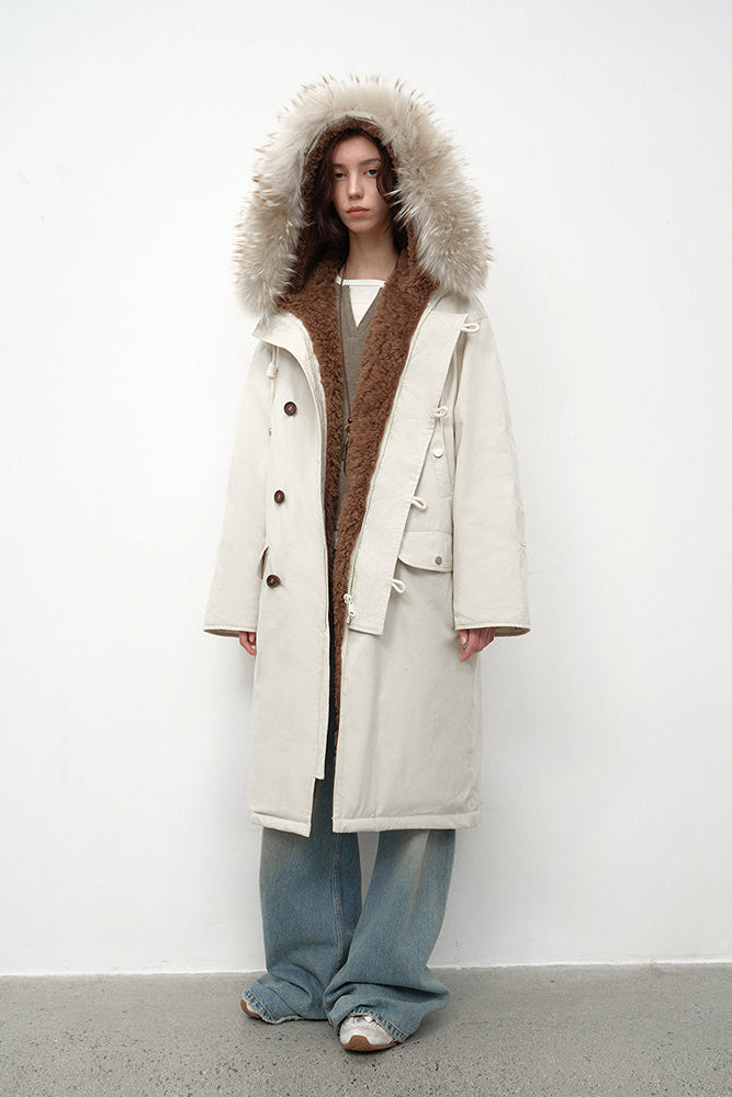 Fireladyfur Women's 90 Duck Down Parka with Raccoon Fur Collar“Manchester City Old Stories II”-0