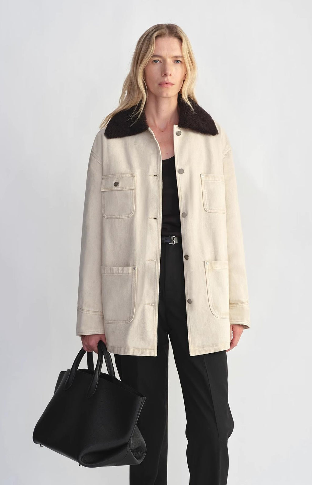 Fireladyfur Women's Goose Down Detroit Jacket with Merino wool Collar-4