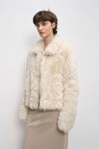Fireladyfur Women's Soft & Warm Short Wool Sheepskin Coat“Blackmoon Berlin”-1